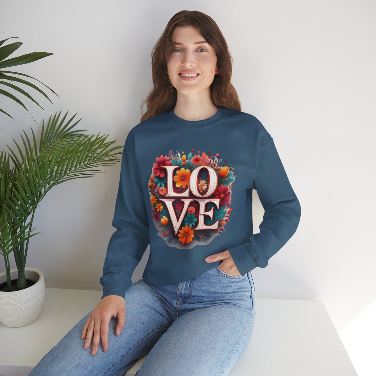 Floral Love Sweatshirt, Valentine's Day Sweatshirt, Love Flower Sweatshirt