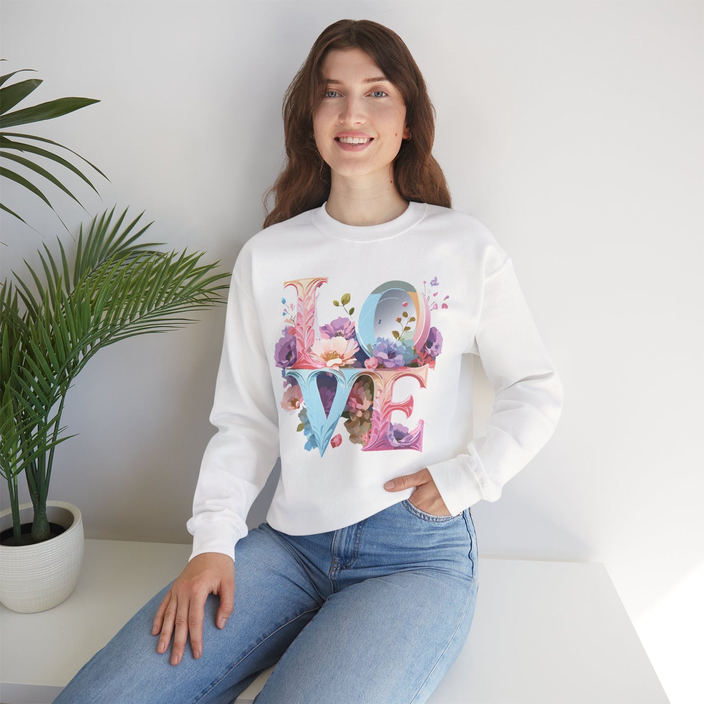 Floral Love Sweatshirt, Valentine's Day Sweatshirt, Love Flower Sweatshirt