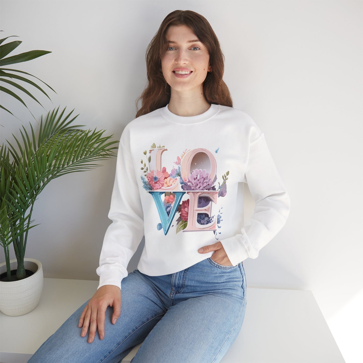 Floral Love Sweatshirt, Valentine's Day Sweatshirt, Love Flower Sweatshirt