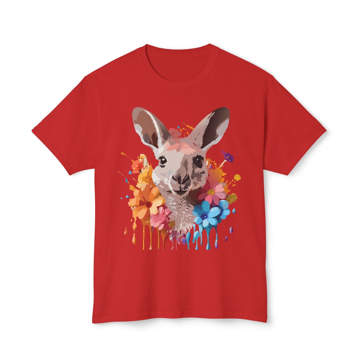 Kangaroo T-Shirt, Vintage Kangaroo Tee, Floral Tees, Kangaroo Art Design Shirt, Tee Shirt with Kangaroo 1