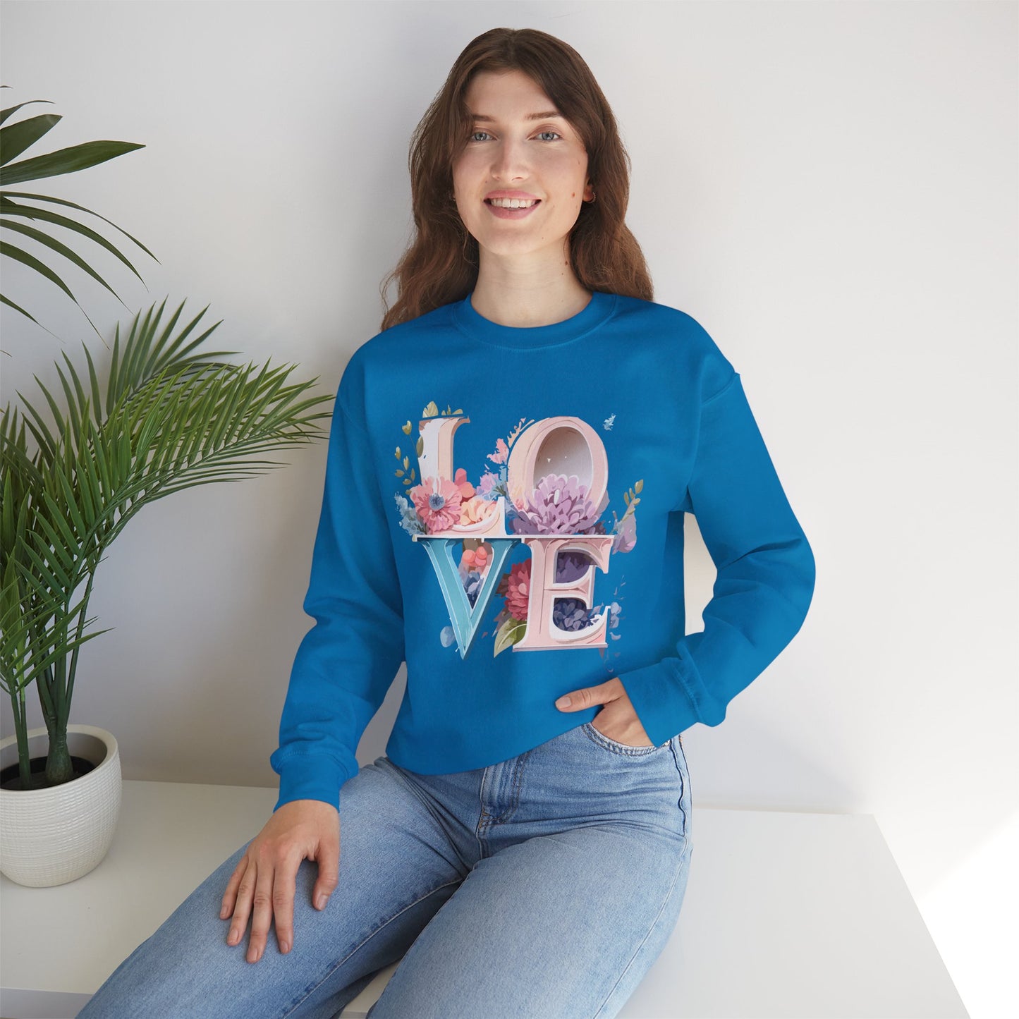 Floral Love Sweatshirt, Valentine's Day Sweatshirt, Love Flower Sweatshirt