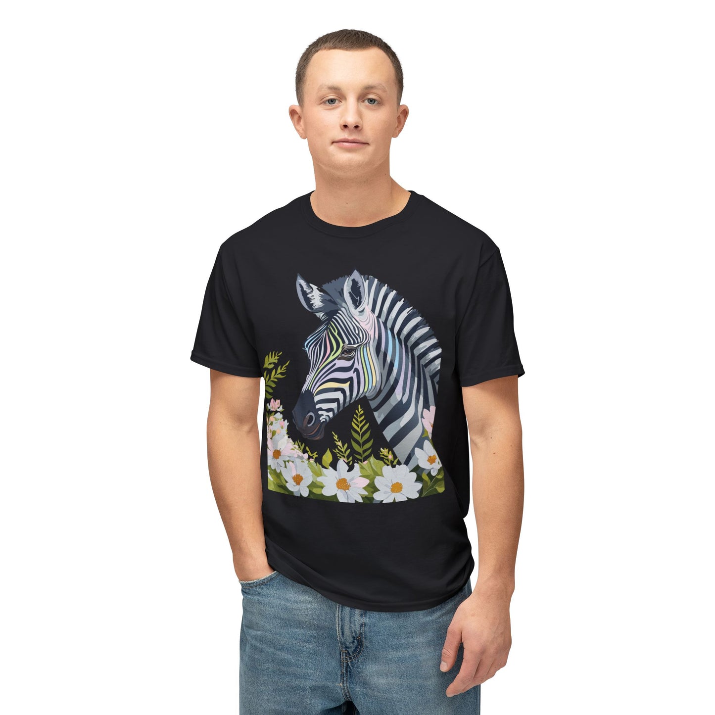 Zebra T-Shirt, Vintage Zebra Tee, Floral Tees, Zebra Art Design Shirt, Tee Shirt with Zebra 7