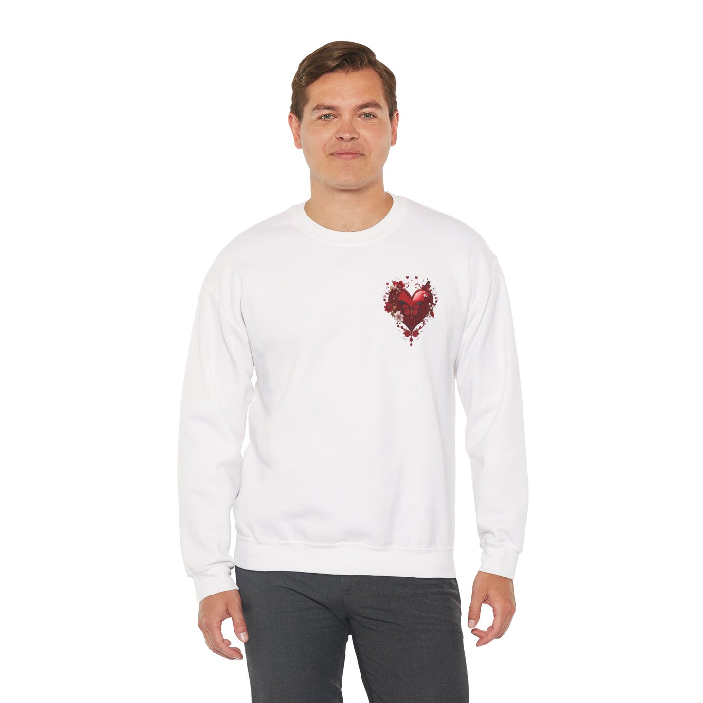 Floral Red Heart Sweatshirt Unisex Valentines Day Love Print Cozy Heavy Blend Crewneck