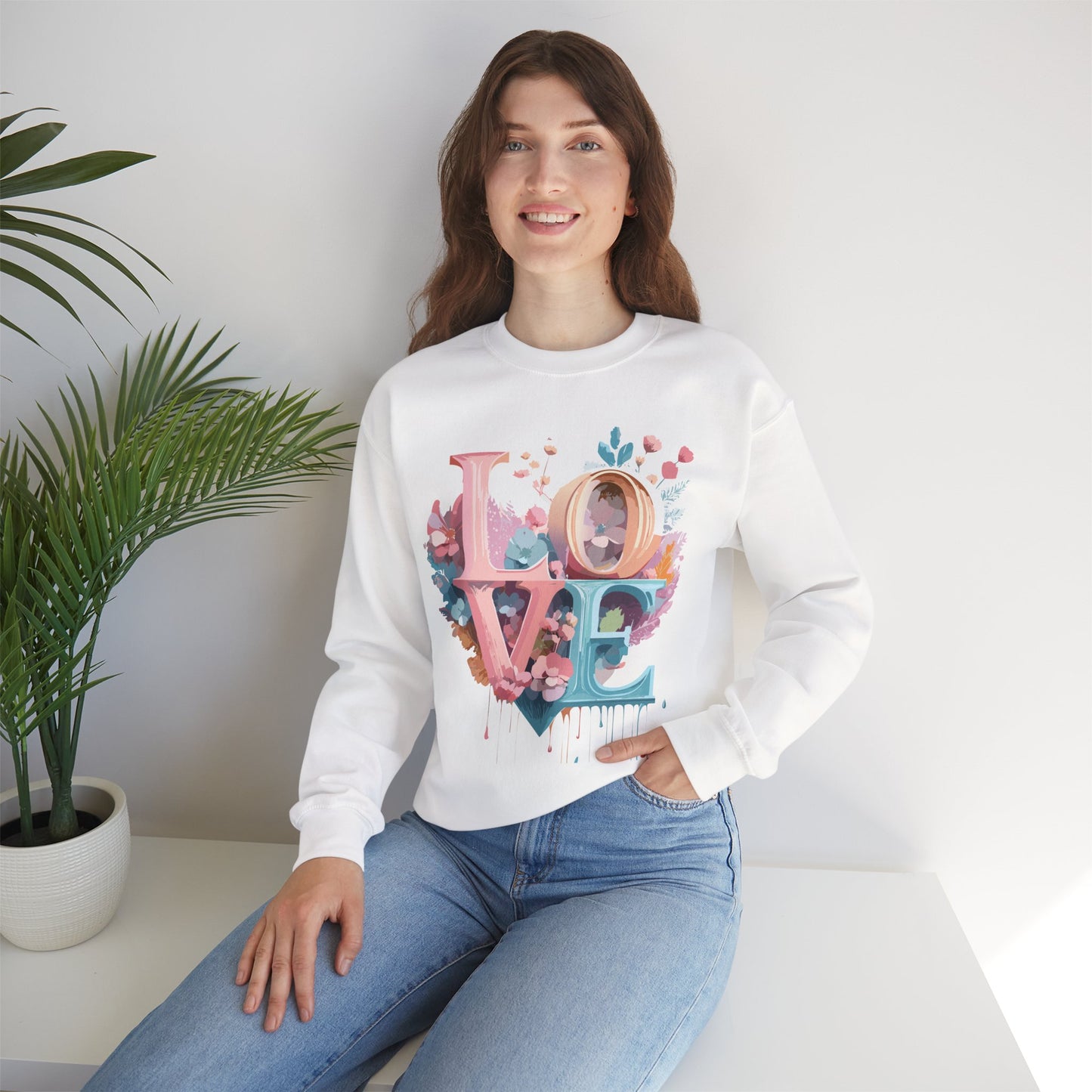 Floral Love Sweatshirt, Valentine's Day Sweatshirt, Love Flower Sweatshirt