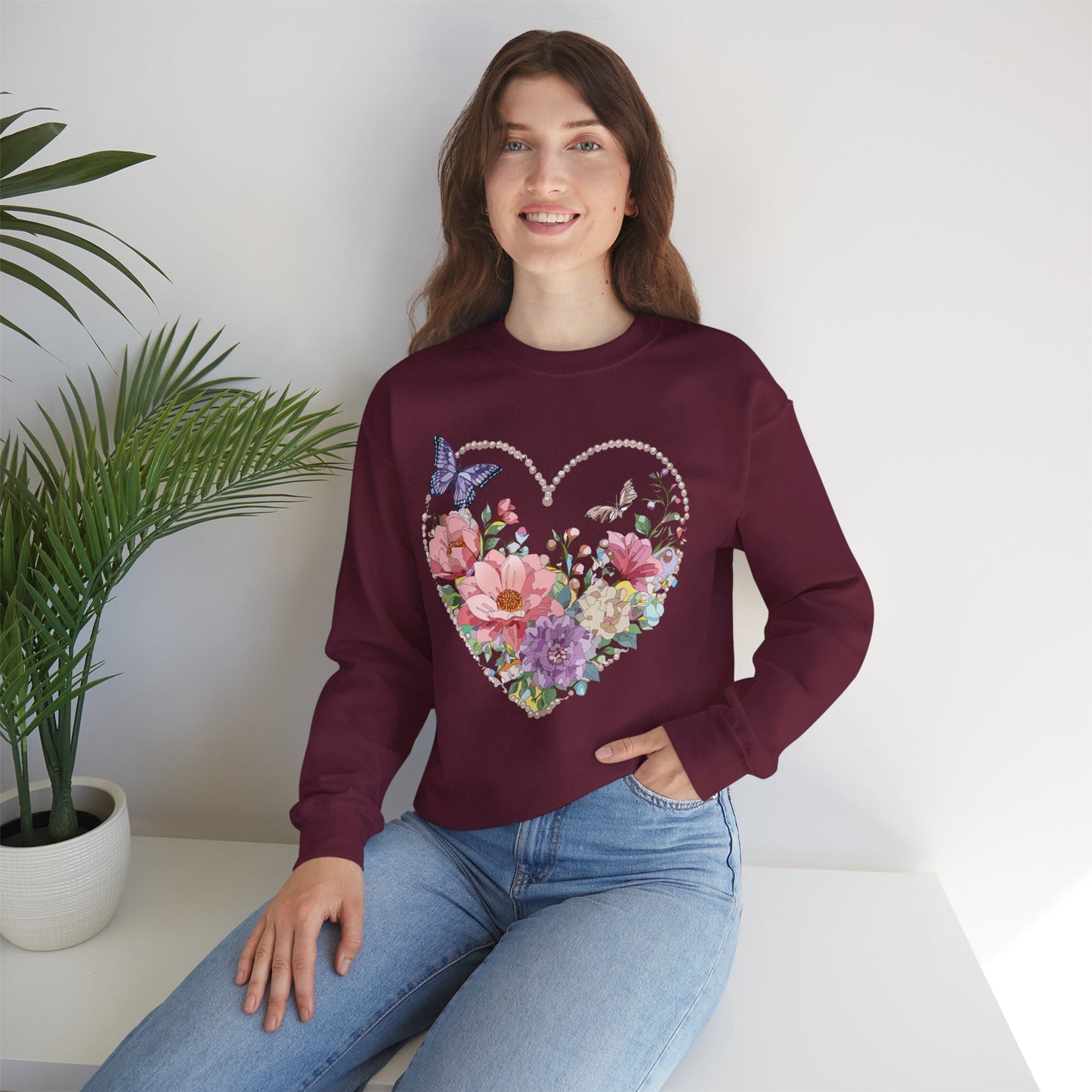 Floral Heart Sweatshirt, Floral Love Sweatshirt, Valentine's Day Sweatshirt, Heart Floral Sweatshirt