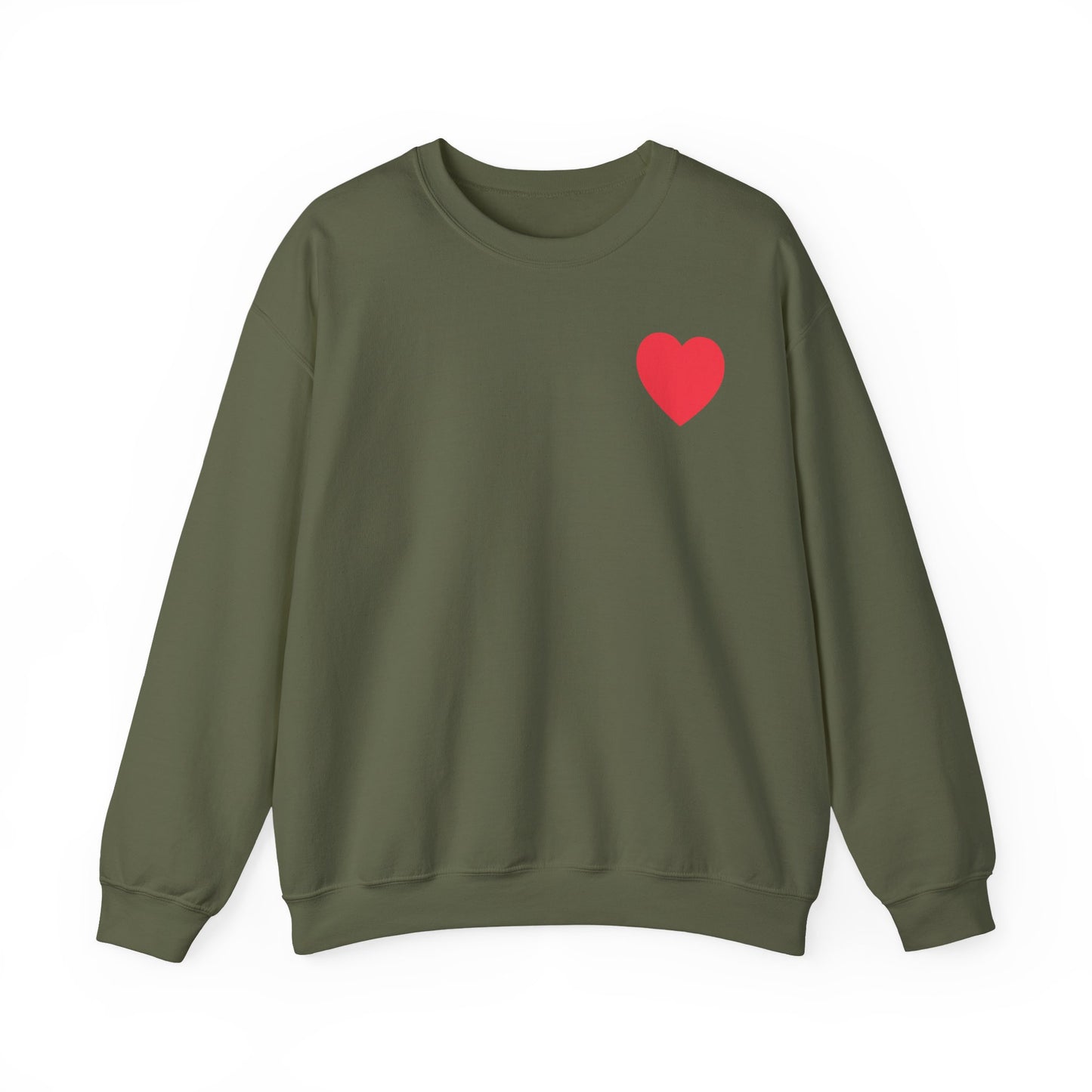 Small Red Heart Sweatshirt Unisex Love Design Gildan 18000 Heavy Blend Crewneck Valentines Day