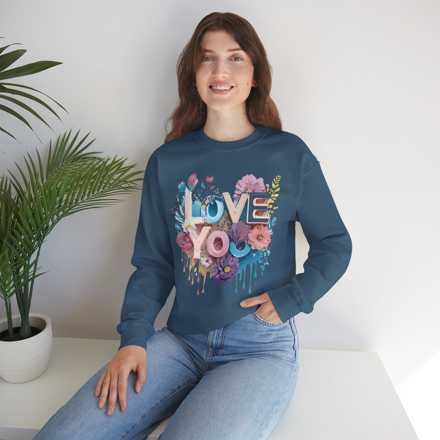 Floral Love Sweatshirt, Valentine's Day Sweatshirt, Love Flower Sweatshirt