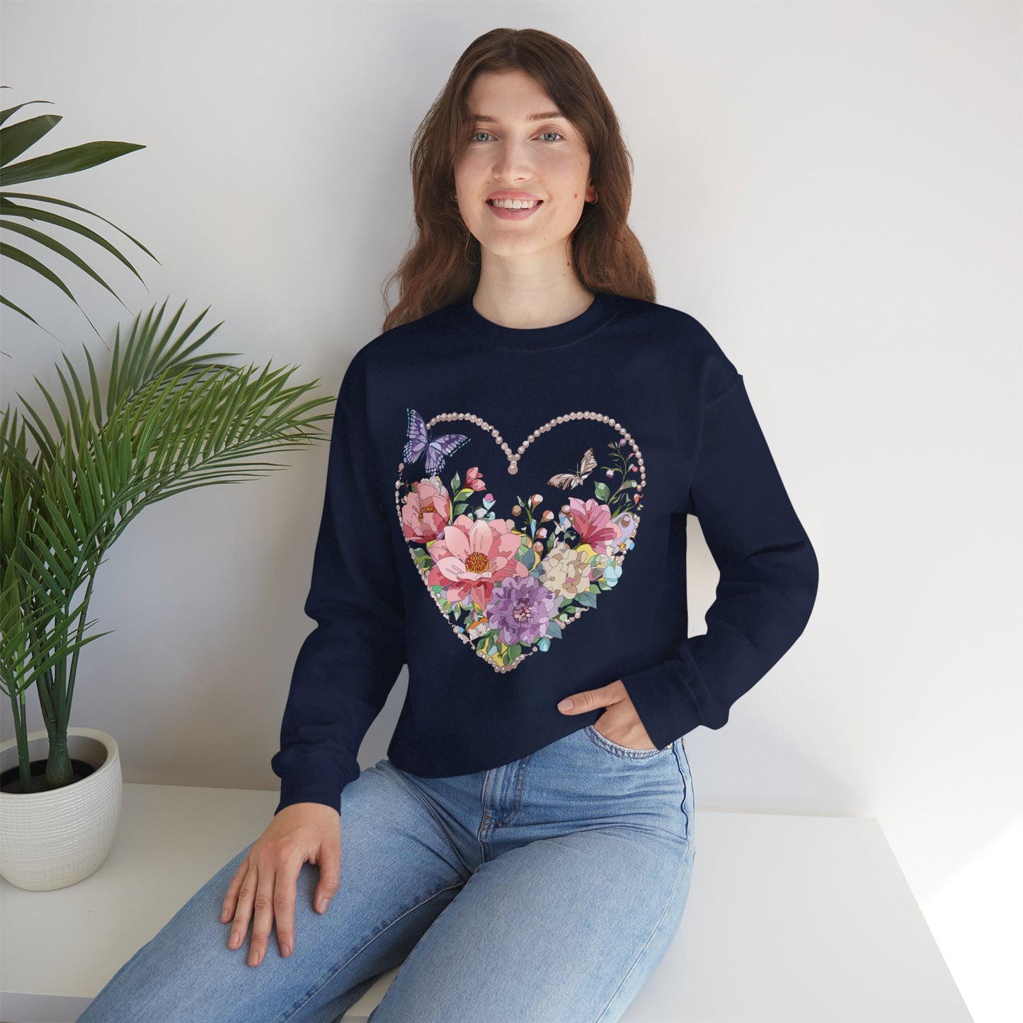 Floral Heart Sweatshirt, Floral Love Sweatshirt, Valentine's Day Sweatshirt, Heart Floral Sweatshirt