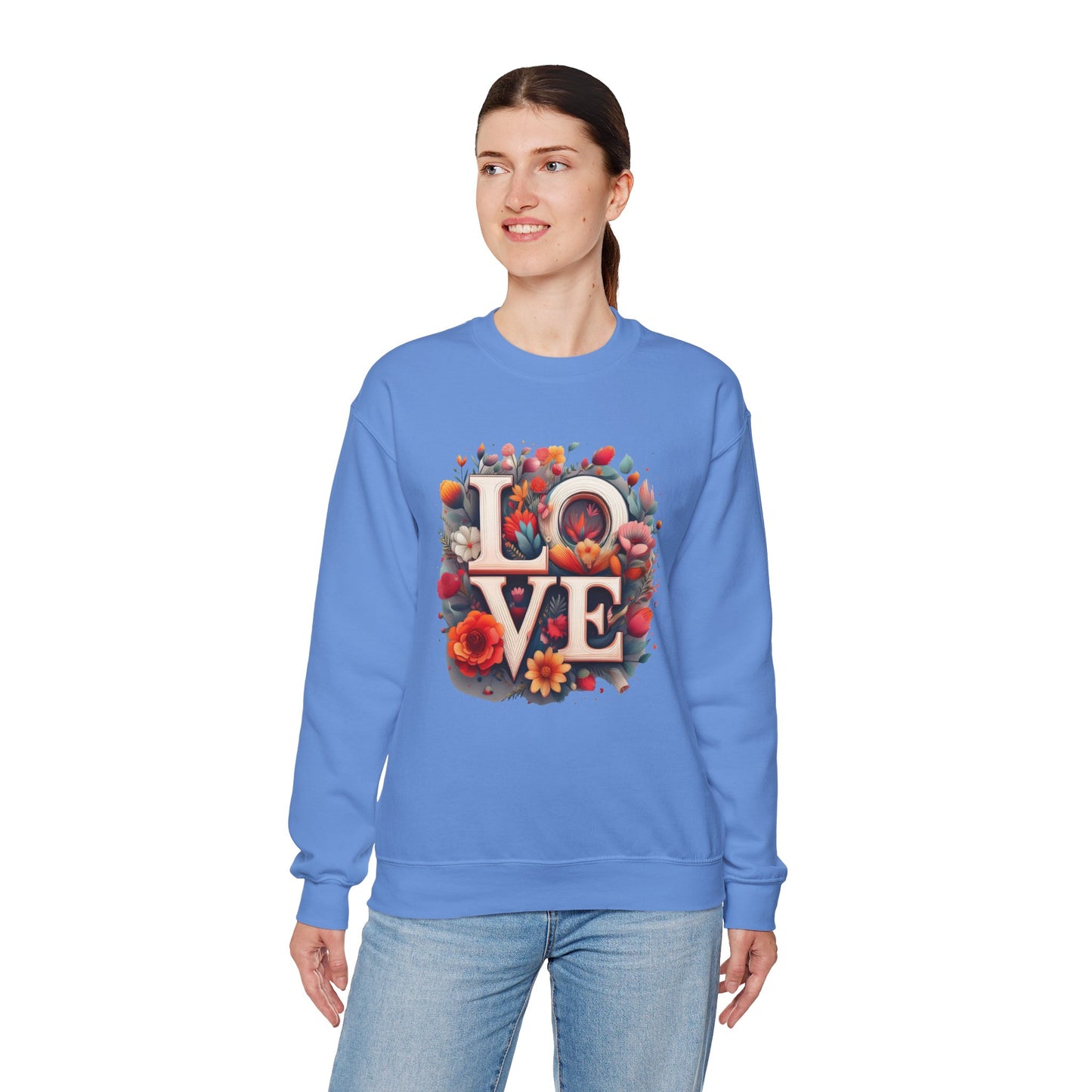 Floral Love Sweatshirt, Valentine's Day Sweatshirt, Love Flower Sweatshirt