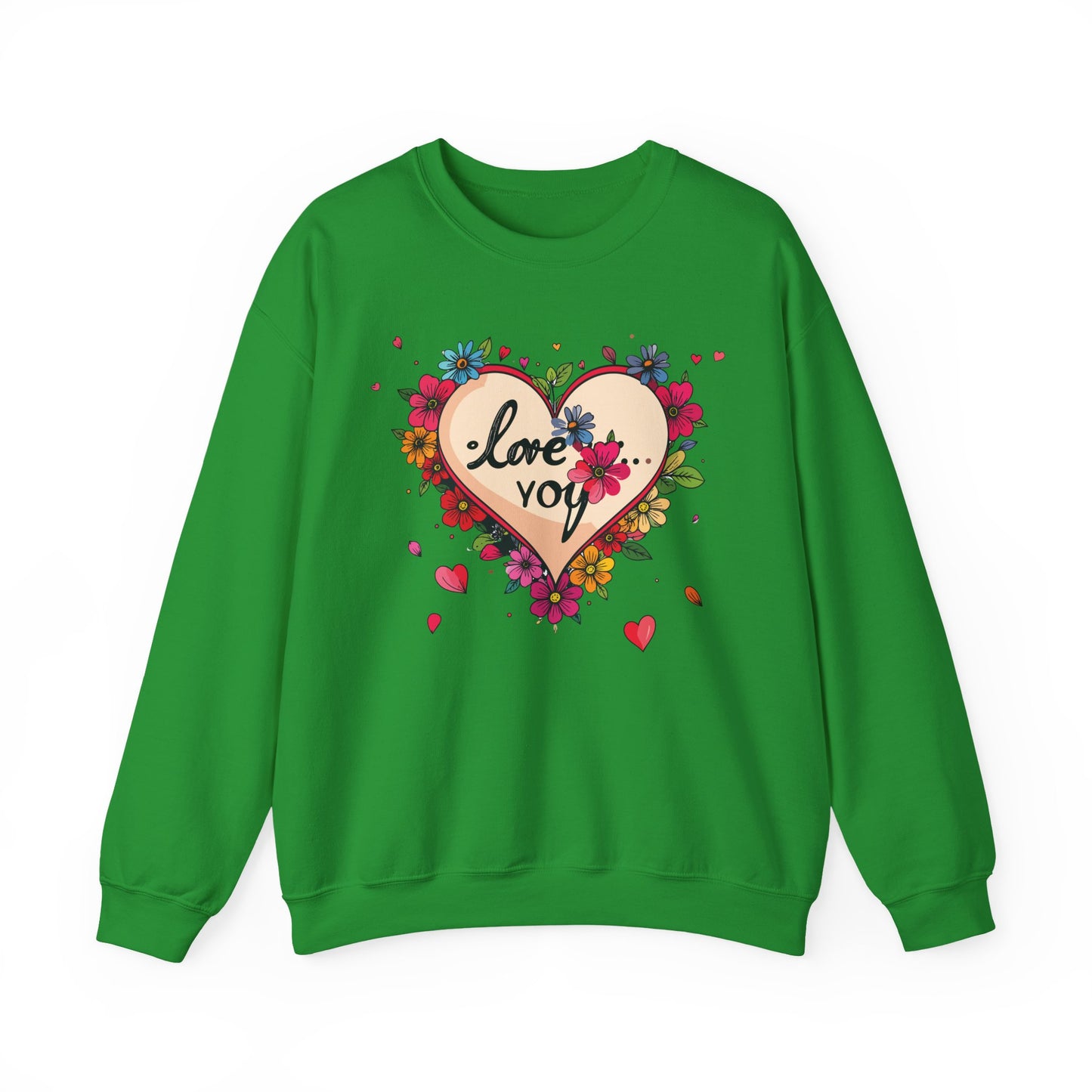 Floral Heart Love Sweatshirt Floral Heart Valentines Day Unisex Crewneck Fifty Fifty Cotton Polyester