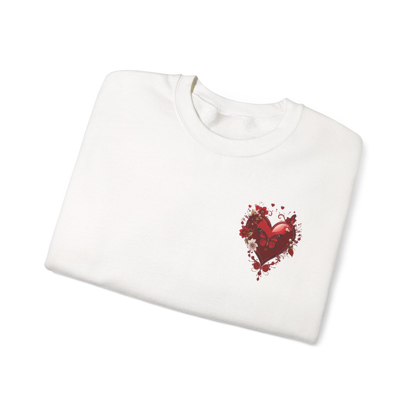 Floral Red Heart Sweatshirt Unisex Valentines Day Love Print Cozy Heavy Blend Crewneck