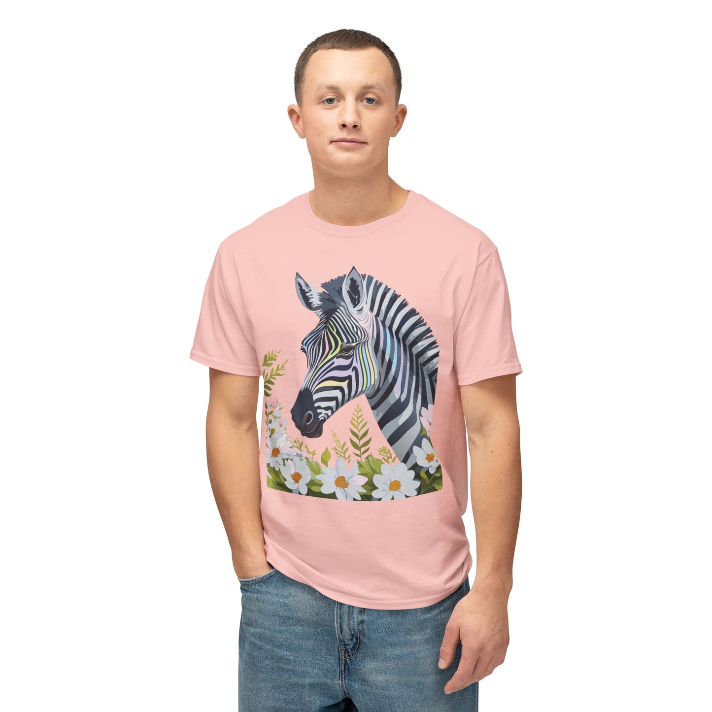 Zebra T-Shirt, Vintage Zebra Tee, Floral Tees, Zebra Art Design Shirt, Tee Shirt with Zebra 7