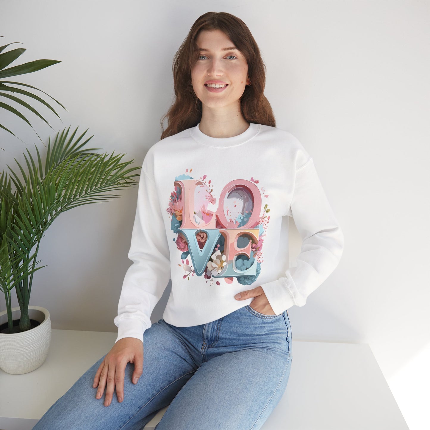 Floral Love Sweatshirt, Valentine's Day Sweatshirt, Love Flower Sweatshirt