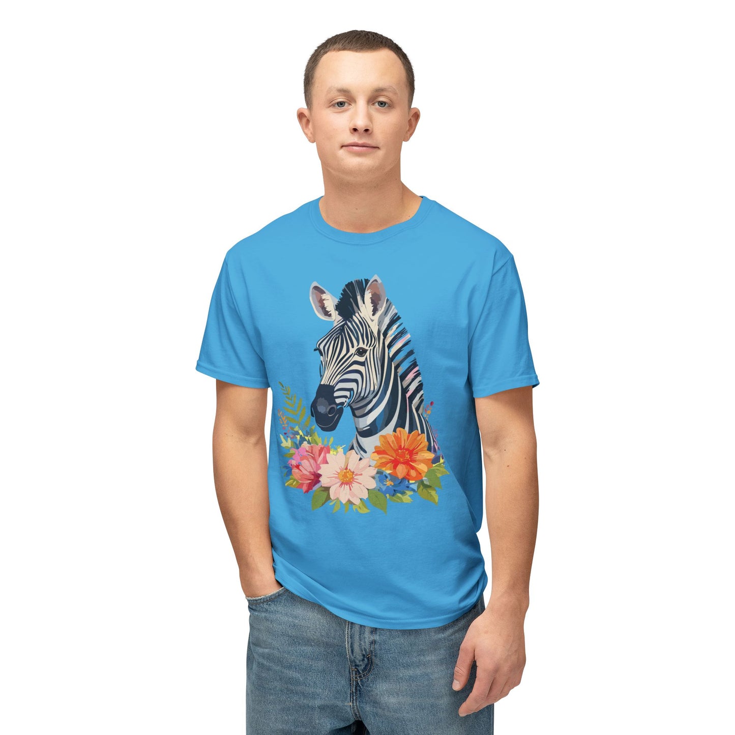 Zebra T-Shirt, Vintage Zebra Tee, Floral Tees, Zebra Art Design Shirt, Tee Shirt with Zebra 6