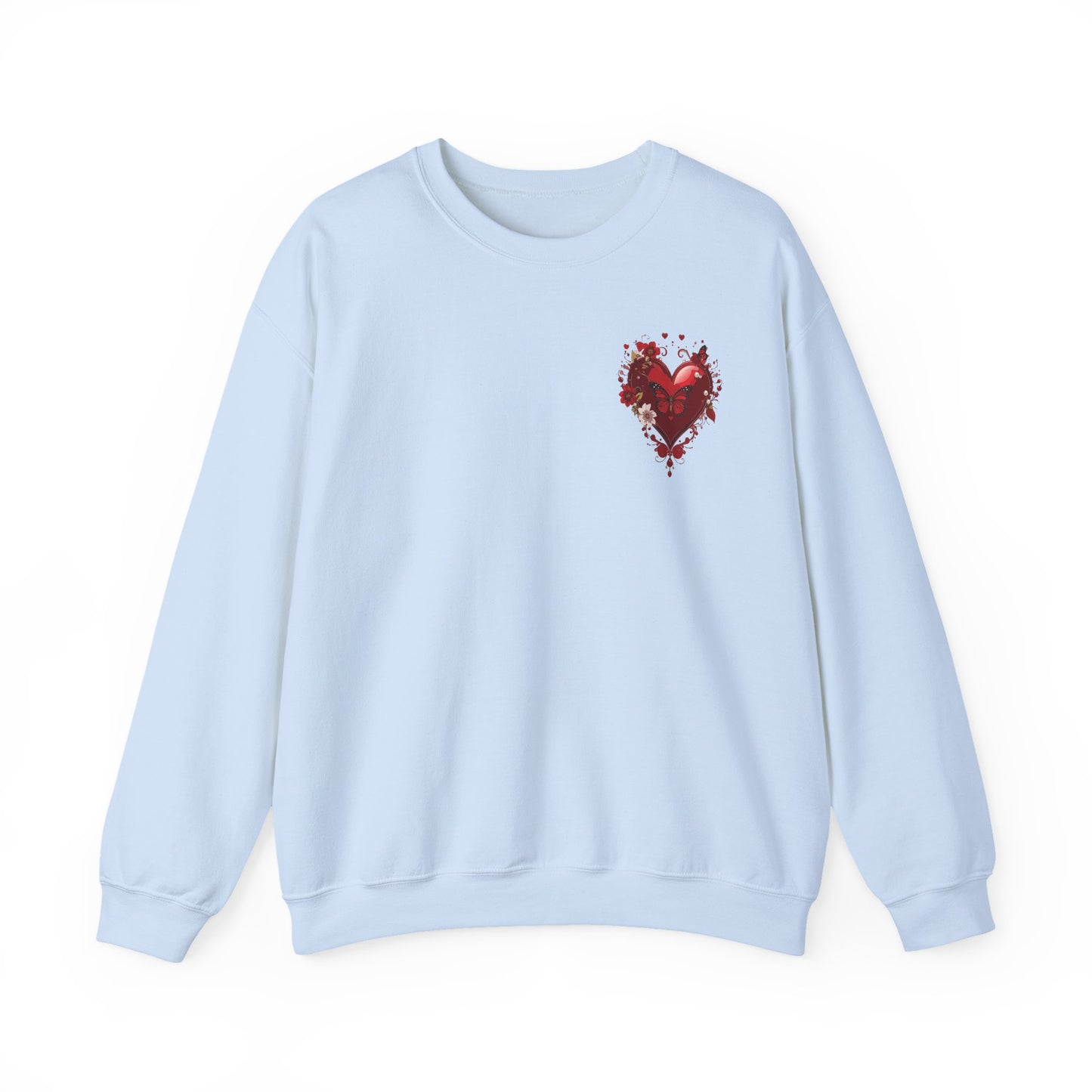 Floral Red Heart Sweatshirt Unisex Valentines Day Love Print Cozy Heavy Blend Crewneck