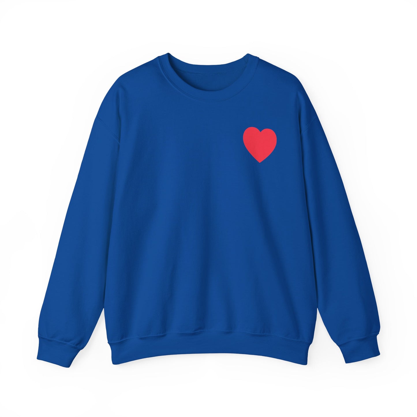 Small Red Heart Sweatshirt Unisex Love Design Gildan 18000 Heavy Blend Crewneck Valentines Day