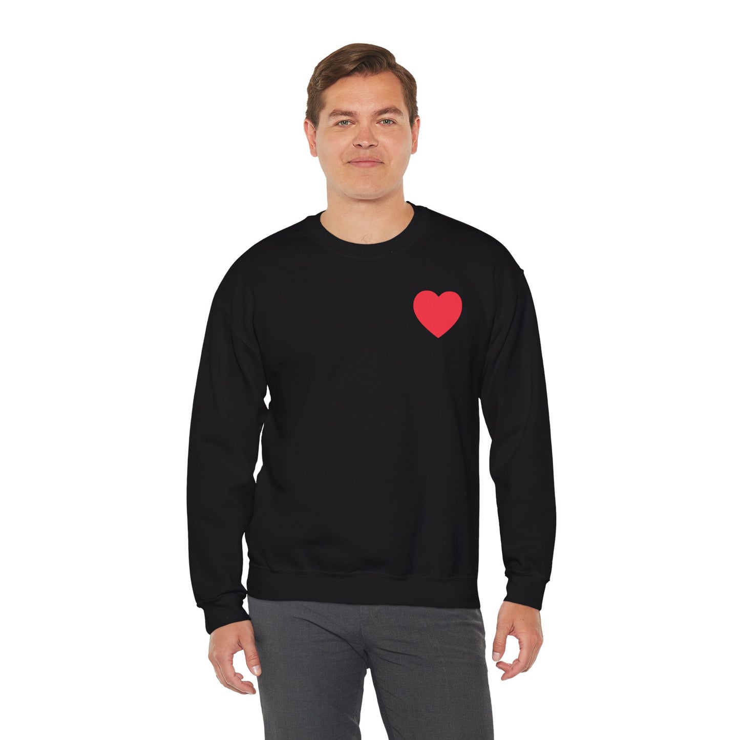 Small Red Heart Sweatshirt Unisex Love Design Gildan 18000 Heavy Blend Crewneck Valentines Day