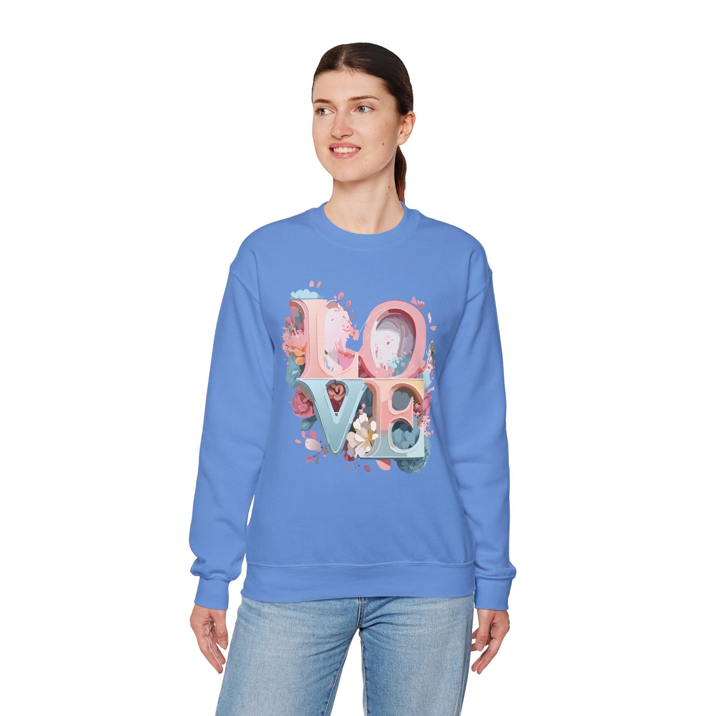 Floral Love Sweatshirt, Valentine's Day Sweatshirt, Love Flower Sweatshirt