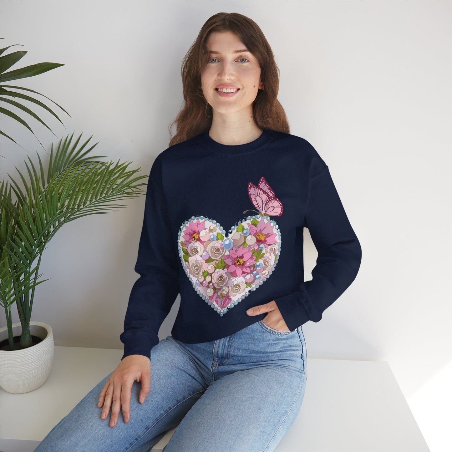 Floral Heart Sweatshirt, Floral Love Sweatshirt, Valentine's Day Sweatshirt, Heart Floral Sweatshirt