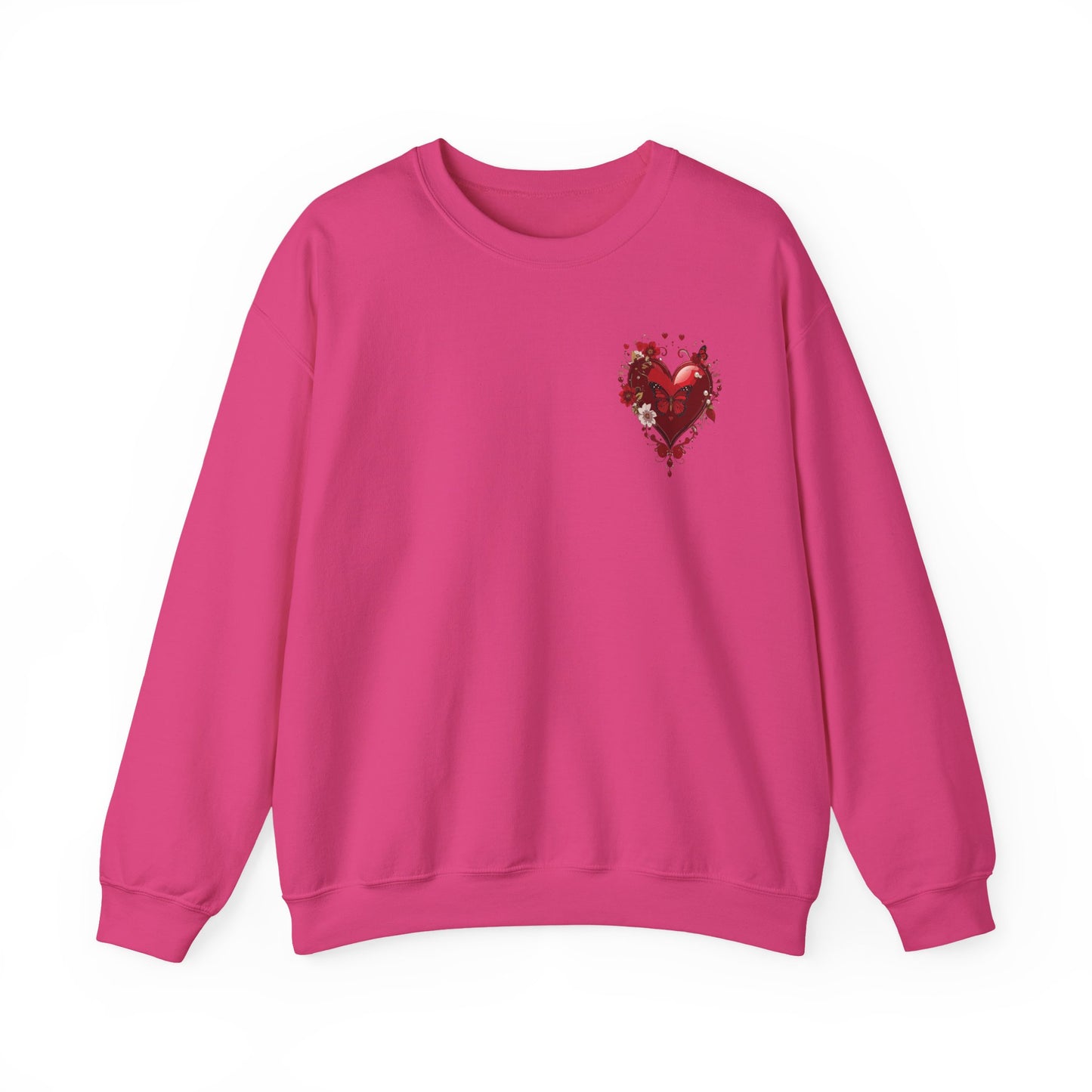 Floral Red Heart Sweatshirt Unisex Valentines Day Love Print Cozy Heavy Blend Crewneck