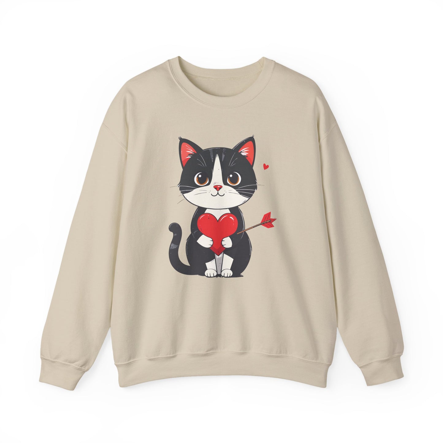Cat Heart Sweatshirt, Heart Sweatshirt, Cat Sweatshirt, Valentine's Day Sweatshirt, 50/50 Cotton-Poly Animal Sweatshirt 110