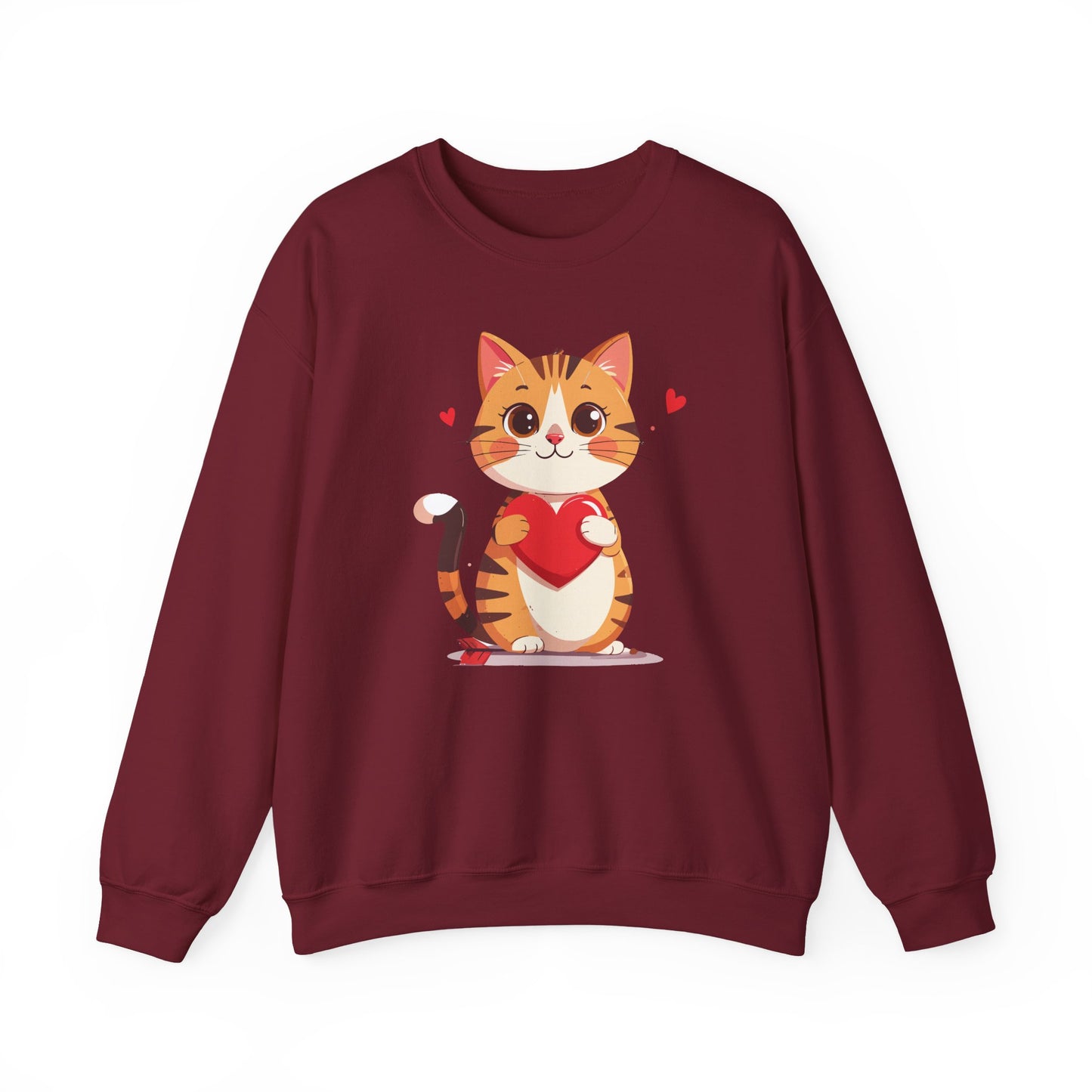 Cat Heart Sweatshirt, Heart Sweatshirt, Cat Sweatshirt, Valentine's Day Sweatshirt, 50/50 Cotton-Poly Animal Sweatshirt 103
