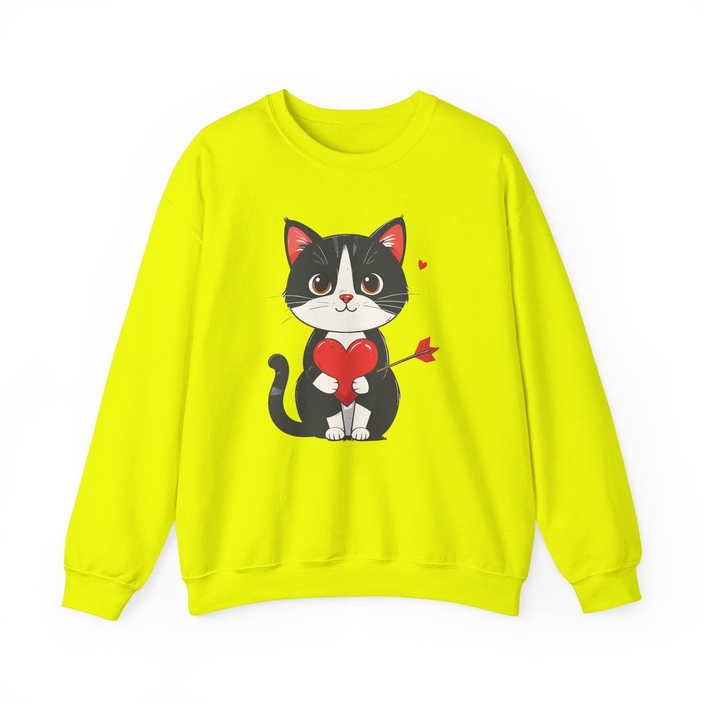 Cat Heart Sweatshirt, Heart Sweatshirt, Cat Sweatshirt, Valentine's Day Sweatshirt, 50/50 Cotton-Poly Animal Sweatshirt 110
