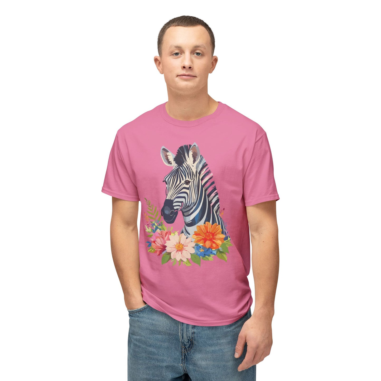 Zebra T-Shirt, Vintage Zebra Tee, Floral Tees, Zebra Art Design Shirt, Tee Shirt with Zebra 6