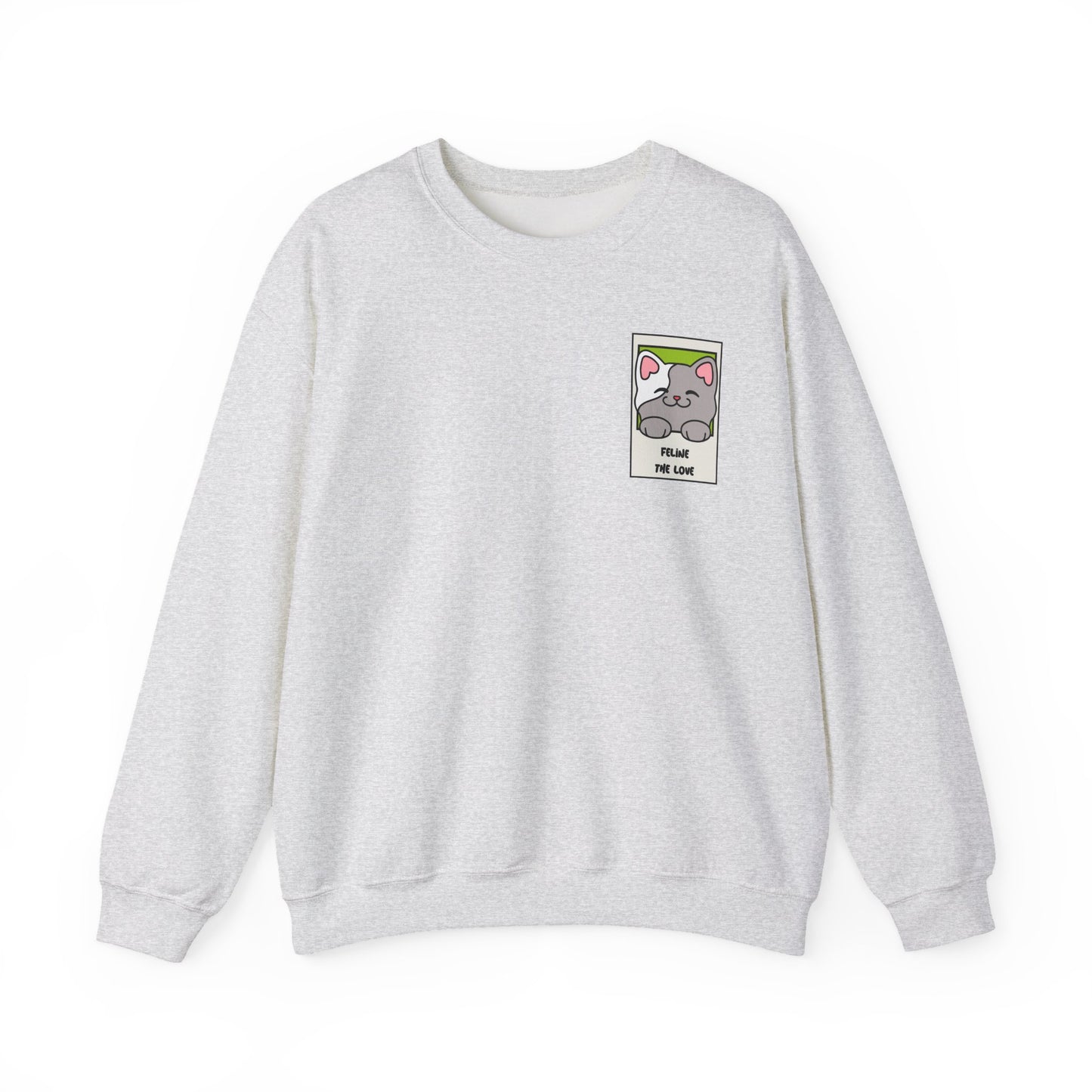 Pocket Cat Sweatshirt Unisex Cat Heart Sweatshirt Valentines Day Gift 50 Percent Cotton Poly Blend