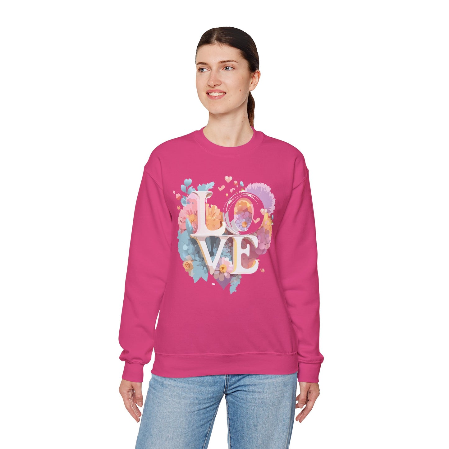 Floral Love Sweatshirt, Valentine's Day Sweatshirt, Love Flower Sweatshirt