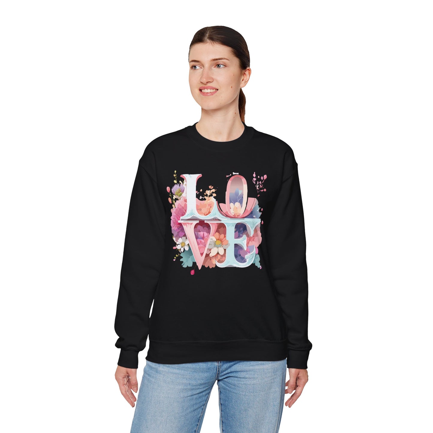Floral Love Sweatshirt, Valentine's Day Sweatshirt, Love Flower Sweatshirt
