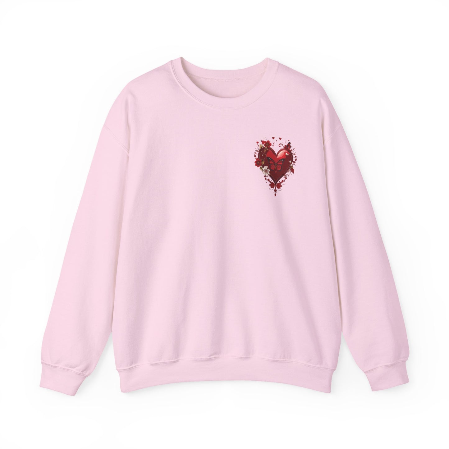 Floral Red Heart Sweatshirt Unisex Valentines Day Love Print Cozy Heavy Blend Crewneck