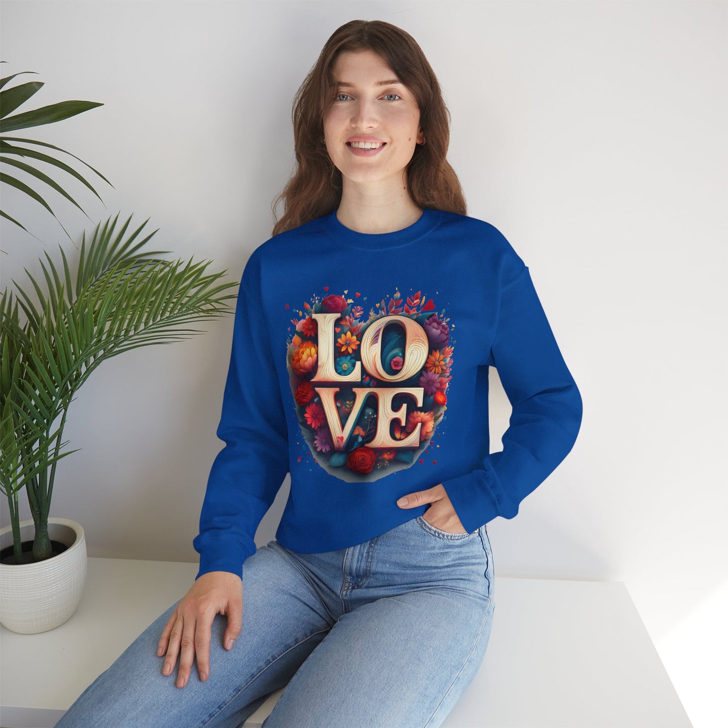 Floral Love Sweatshirt, Valentine's Day Sweatshirt, Love Flower Sweatshirt