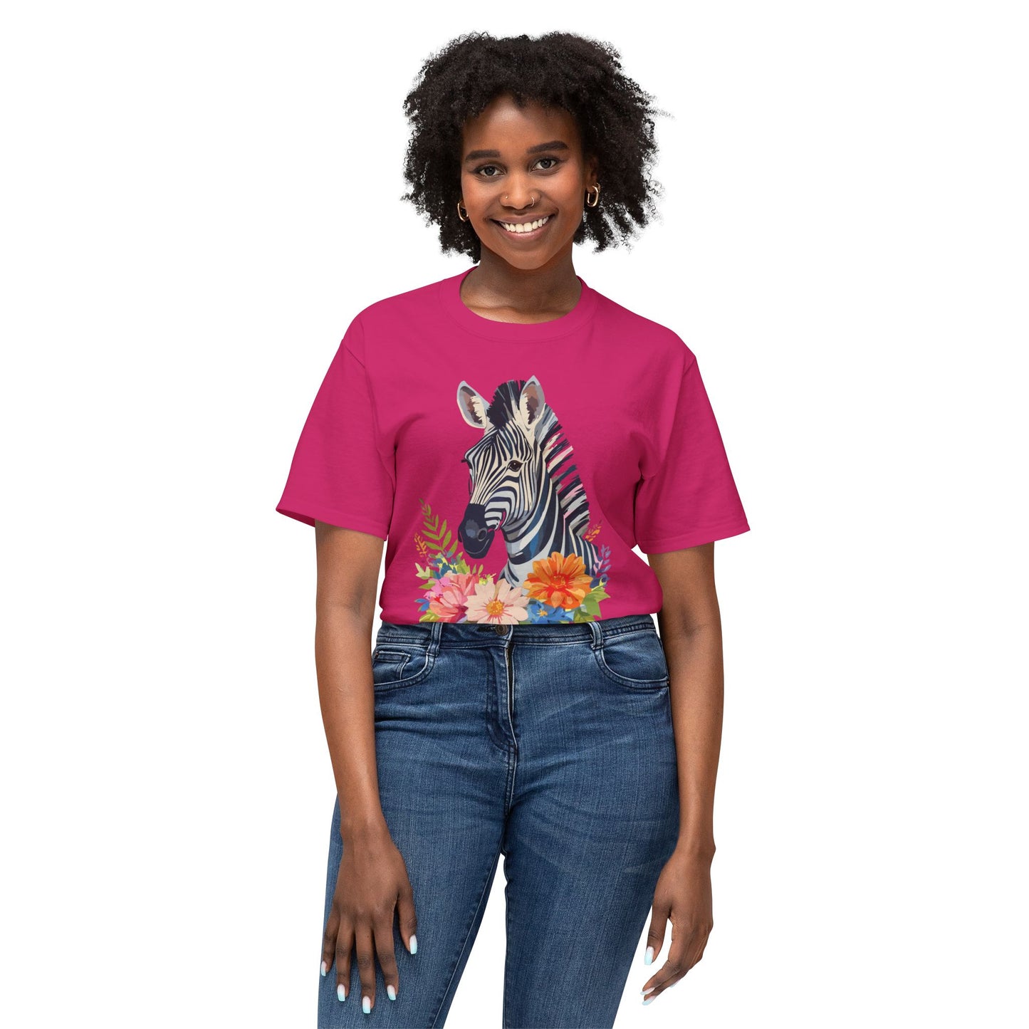 Zebra T-Shirt, Vintage Zebra Tee, Floral Tees, Zebra Art Design Shirt, Tee Shirt with Zebra 6