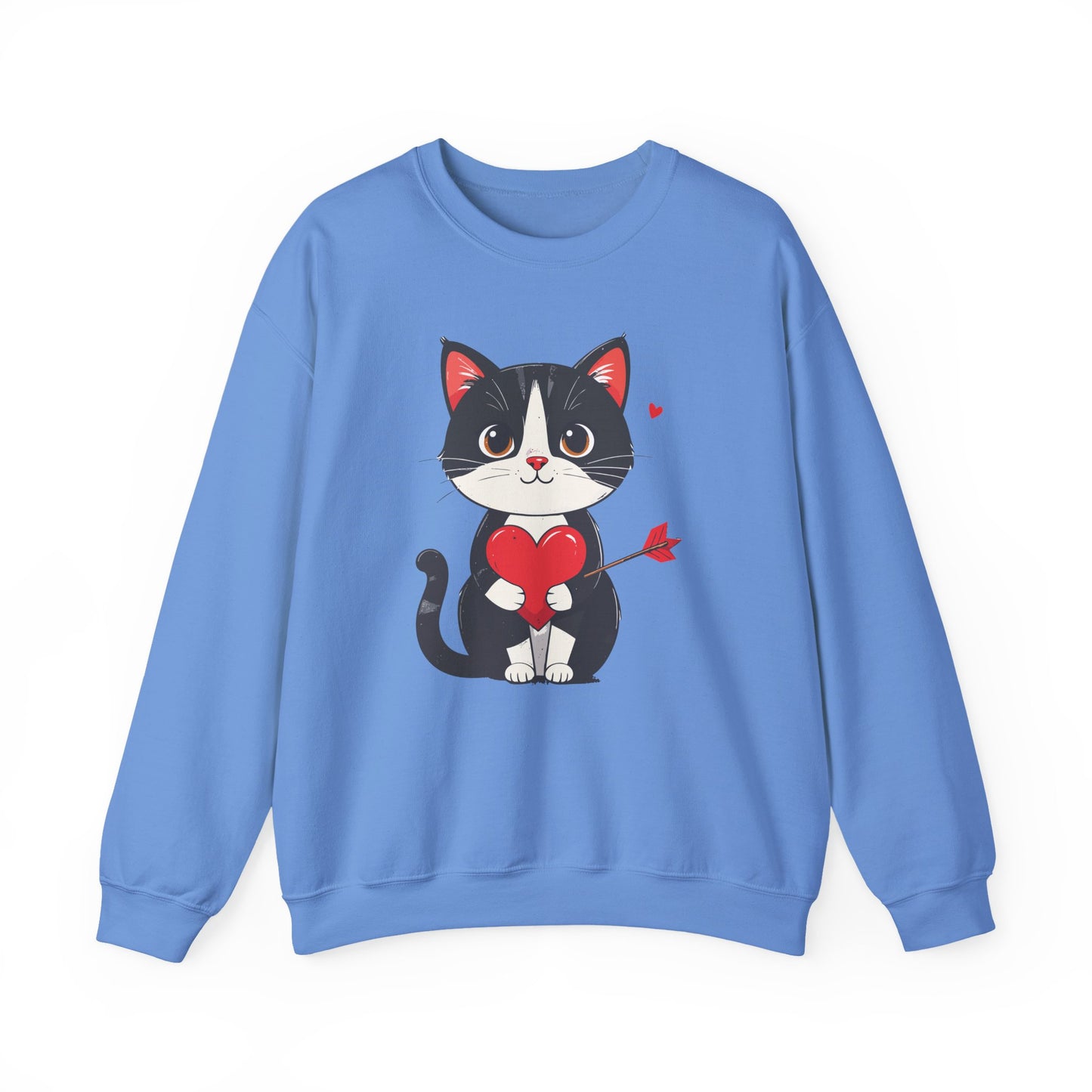 Cat Heart Sweatshirt, Heart Sweatshirt, Cat Sweatshirt, Valentine's Day Sweatshirt, 50/50 Cotton-Poly Animal Sweatshirt 110