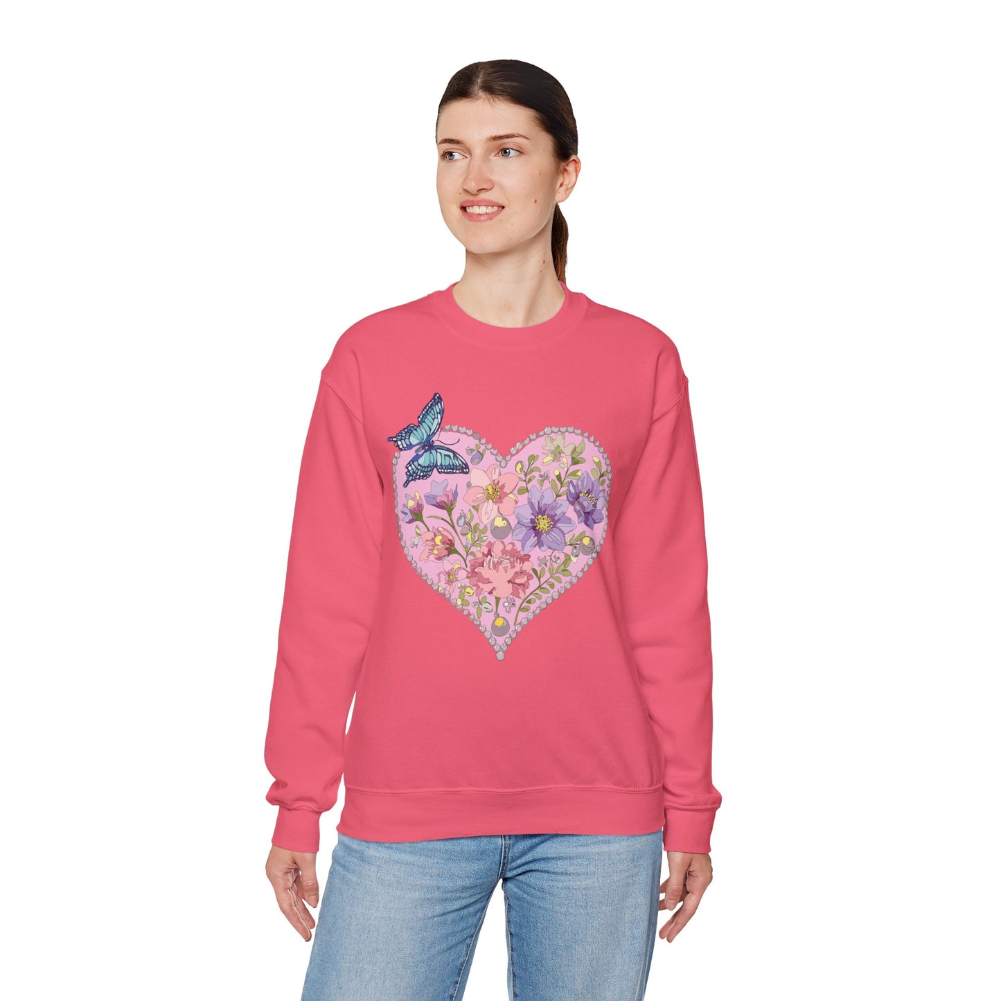 Floral Heart Sweatshirt, Floral Love Sweatshirt, Valentine's Day Sweatshirt, Heart Floral Sweatshirt