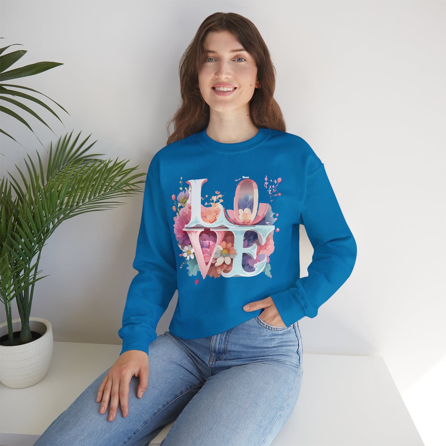 Floral Love Sweatshirt, Valentine's Day Sweatshirt, Love Flower Sweatshirt