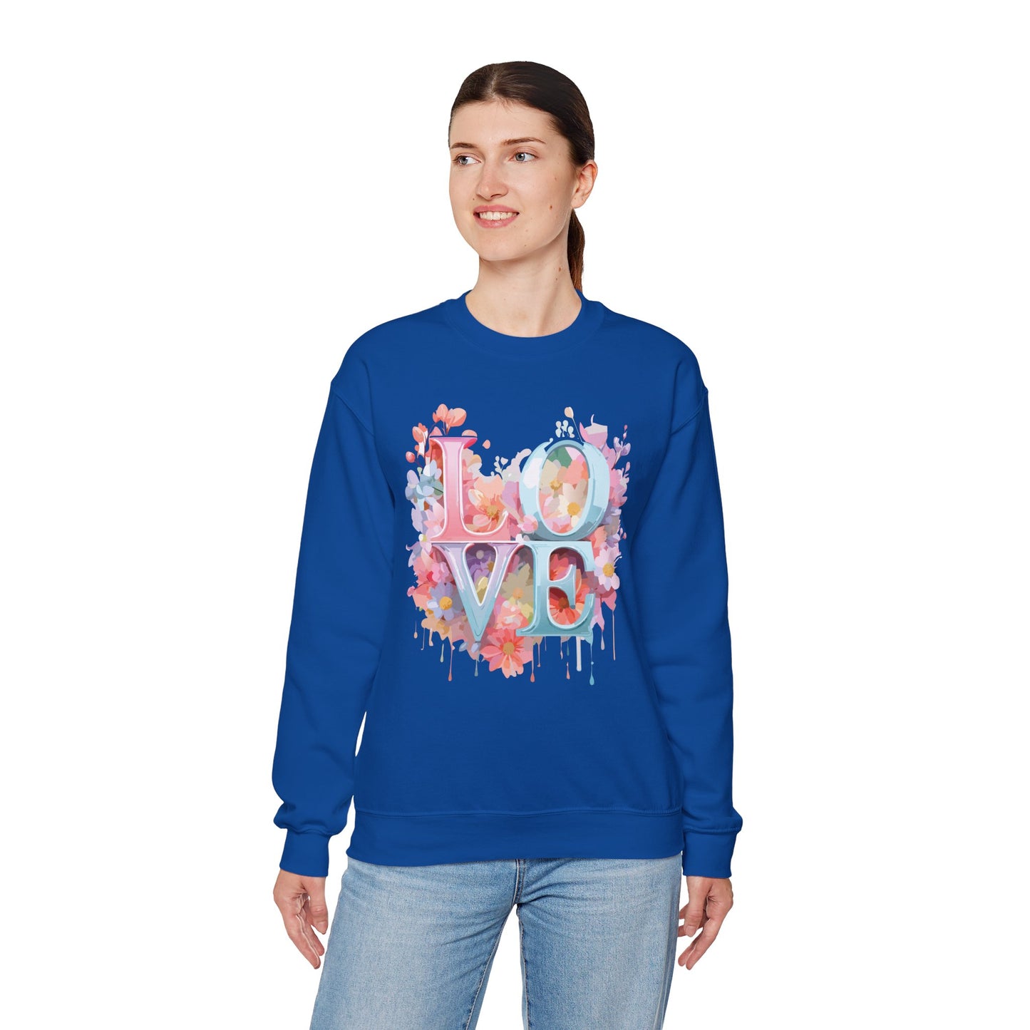 Floral Love Sweatshirt, Valentine's Day Sweatshirt, Love Flower Sweatshirt