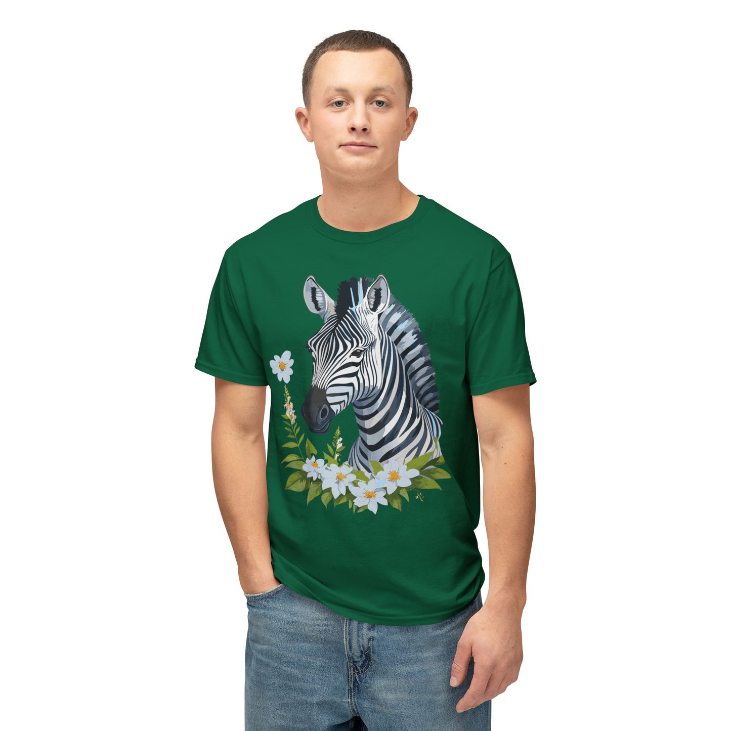 Zebra T-Shirt, Vintage Zebra Tee, Floral Tees, Zebra Art Design Shirt, Tee Shirt with Zebra 1