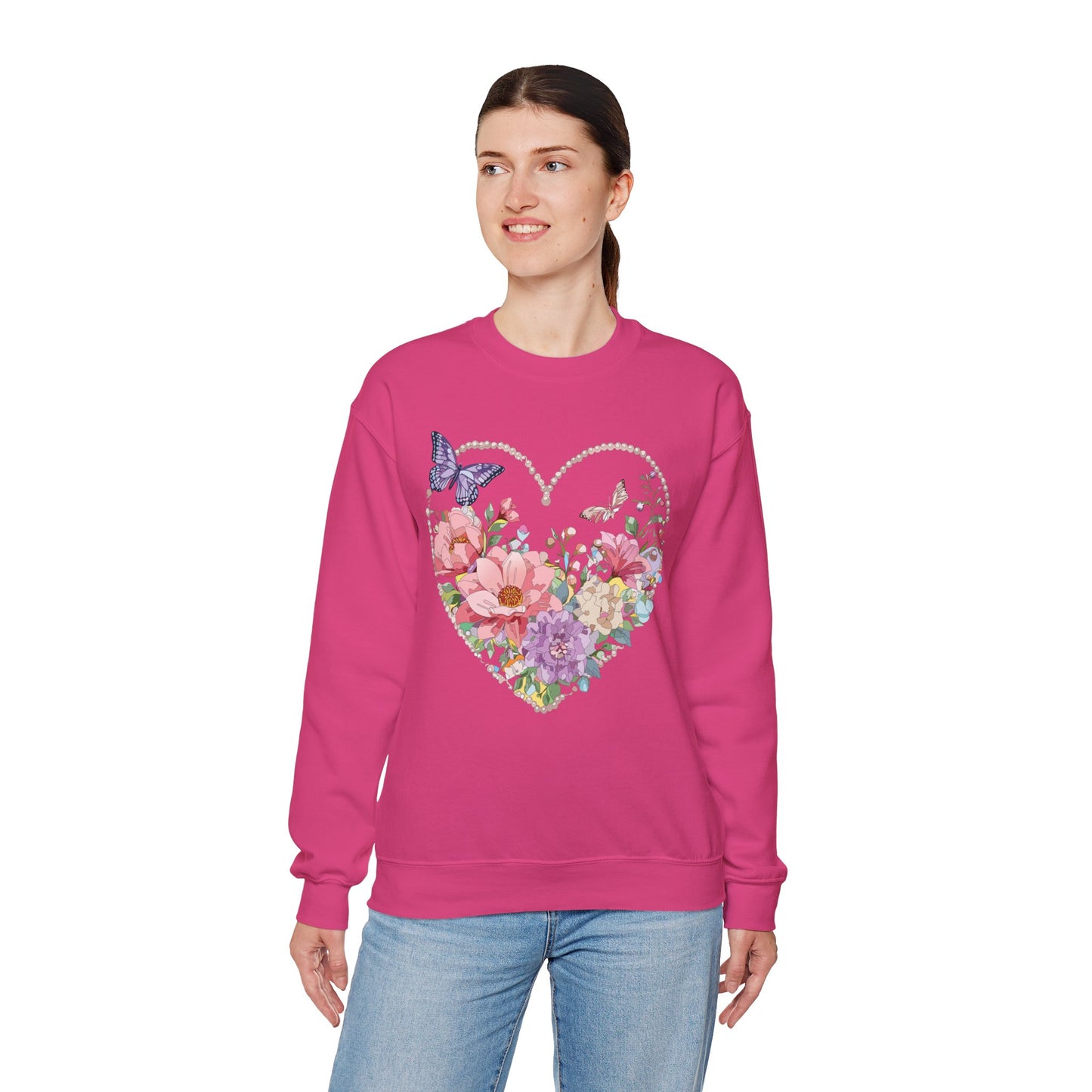 Floral Heart Sweatshirt, Floral Love Sweatshirt, Valentine's Day Sweatshirt, Heart Floral Sweatshirt