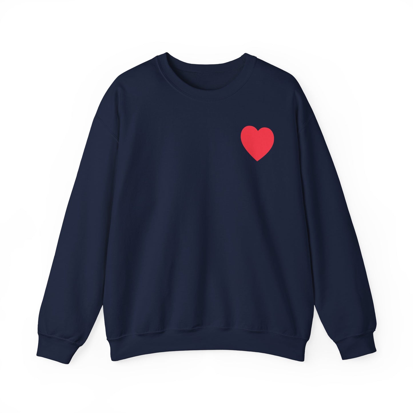 Small Red Heart Sweatshirt Unisex Love Design Gildan 18000 Heavy Blend Crewneck Valentines Day
