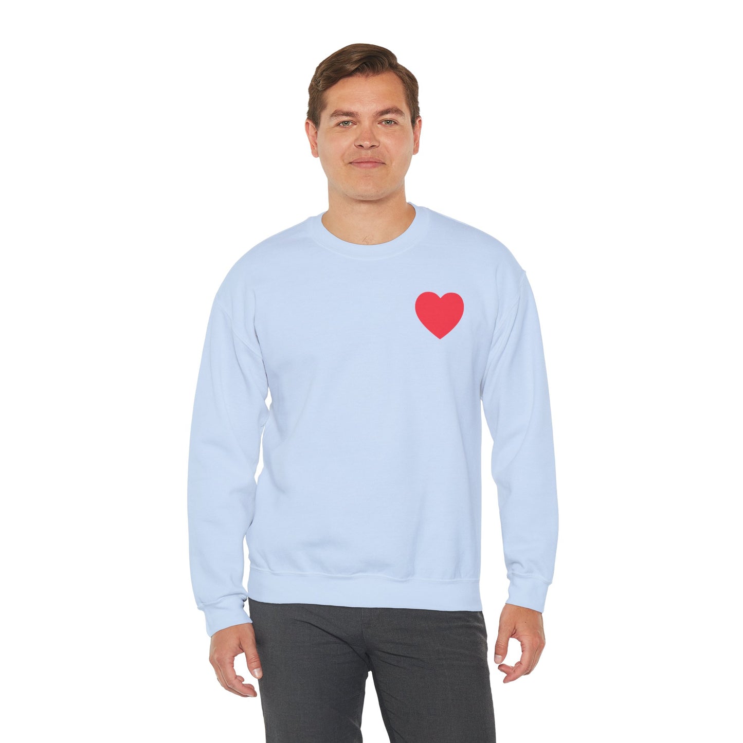 Small Red Heart Sweatshirt Unisex Love Design Gildan 18000 Heavy Blend Crewneck Valentines Day