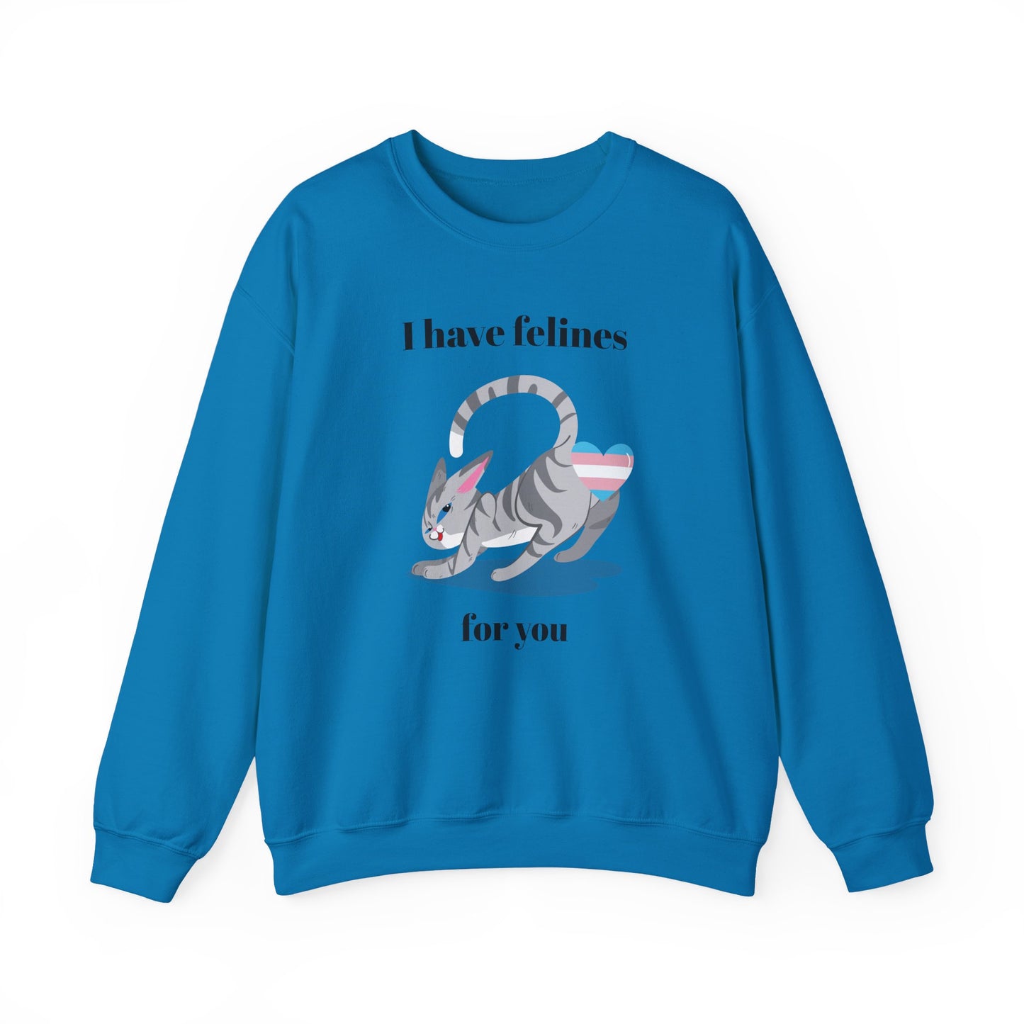 Cat Heart Sweatshirt Unisex Valentine Design 50 50 Cotton Poly Gildan 18000 Crewneck