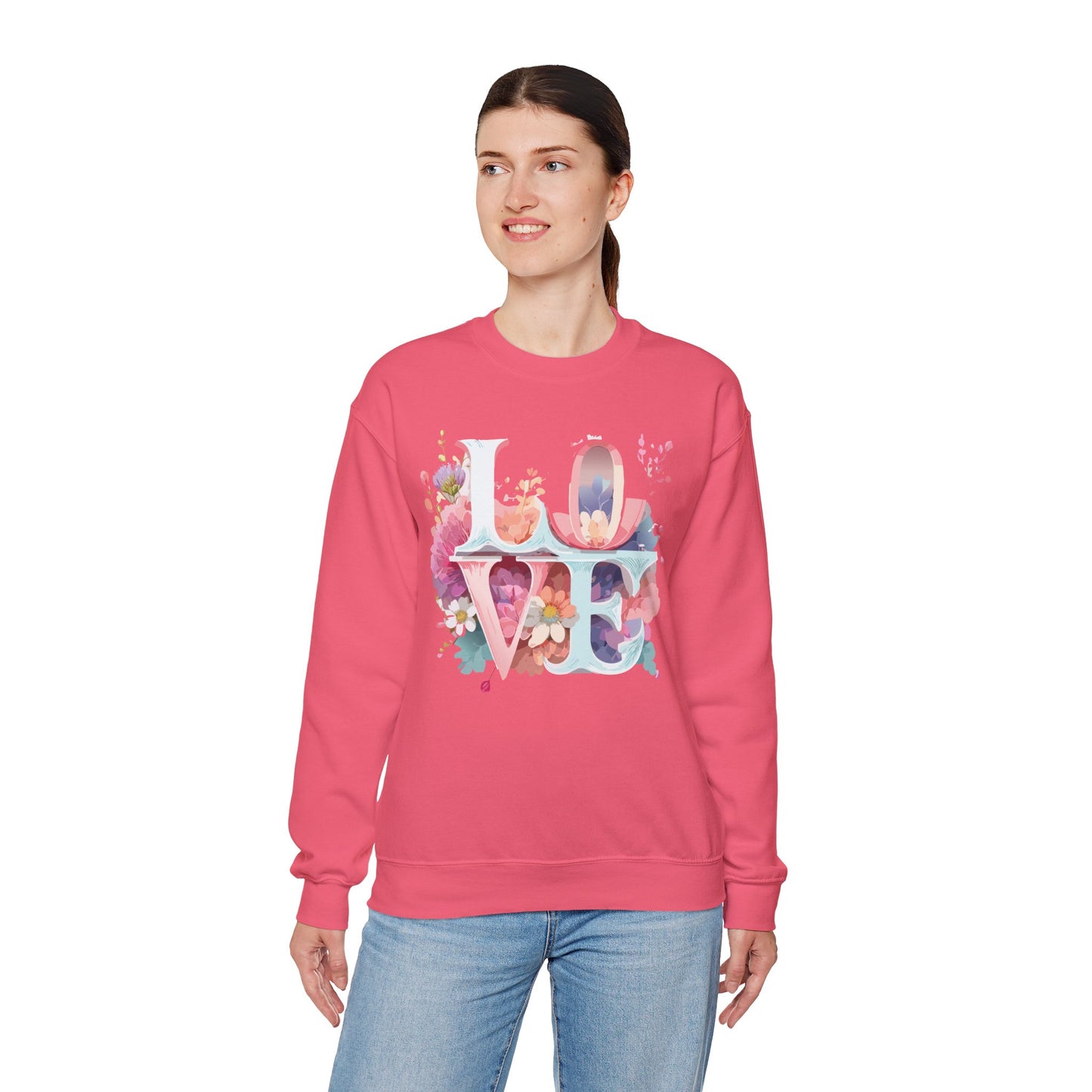 Floral Love Sweatshirt, Valentine's Day Sweatshirt, Love Flower Sweatshirt
