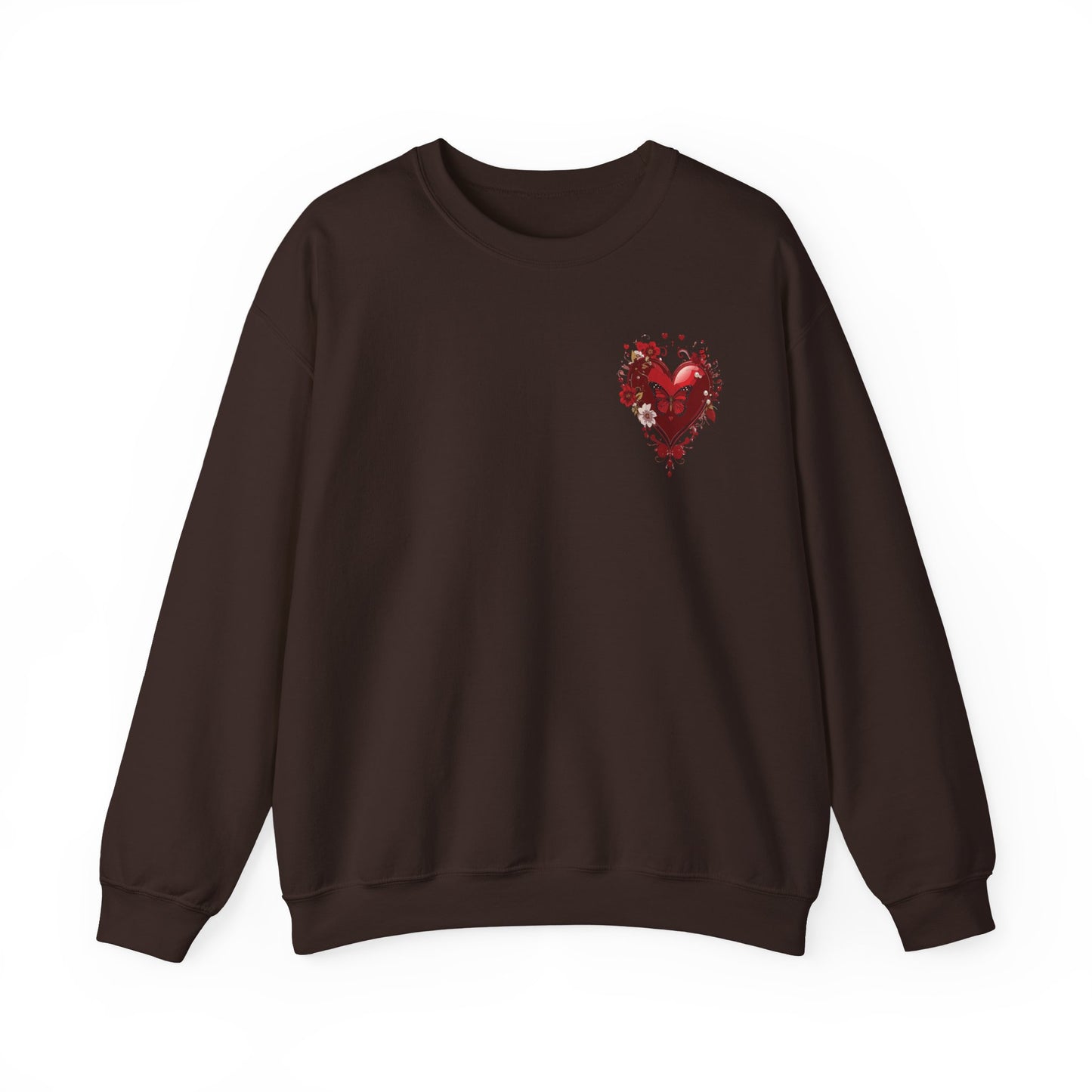 Floral Red Heart Sweatshirt Unisex Valentines Day Love Print Cozy Heavy Blend Crewneck