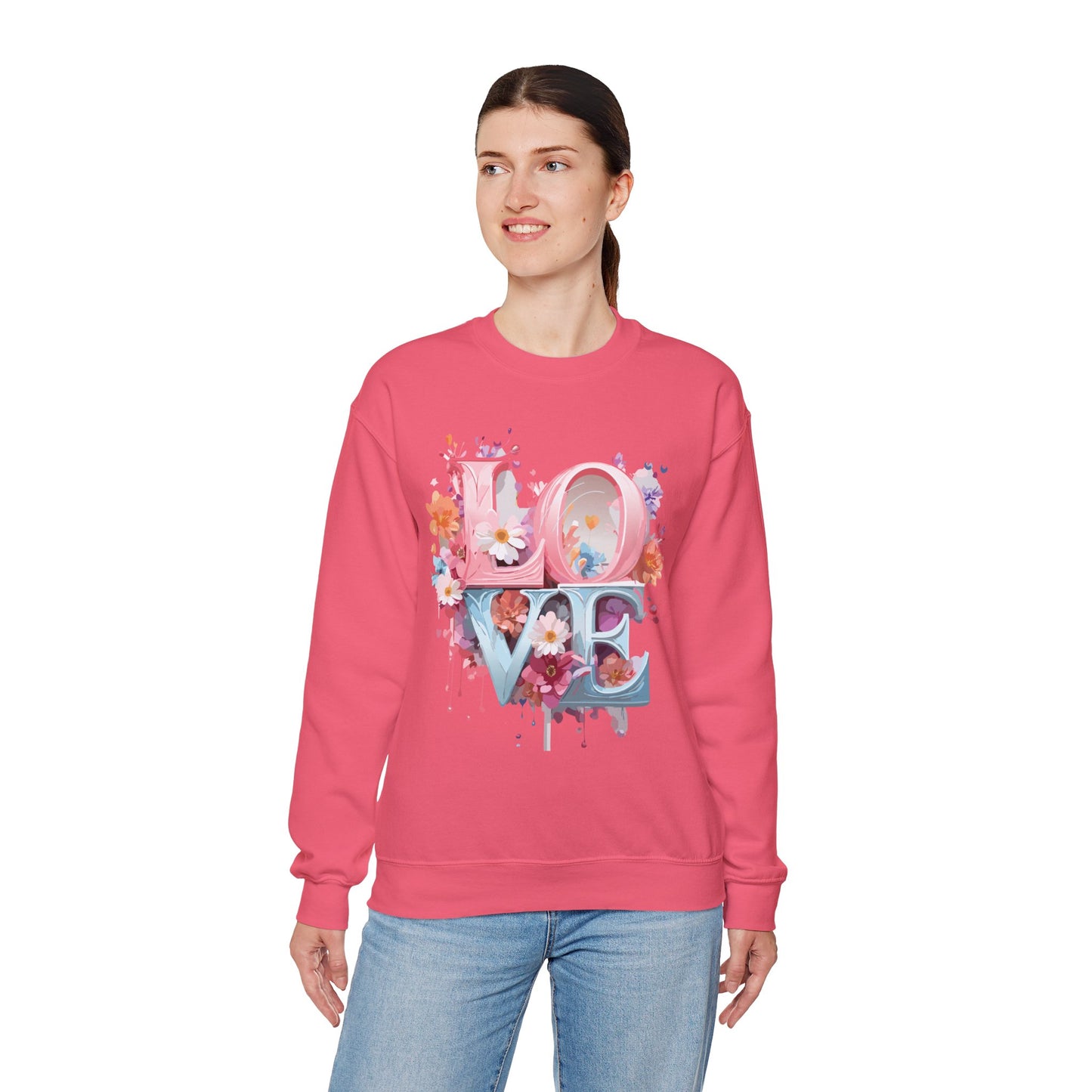 Floral Love Sweatshirt, Valentine's Day Sweatshirt, Love Flower Sweatshirt