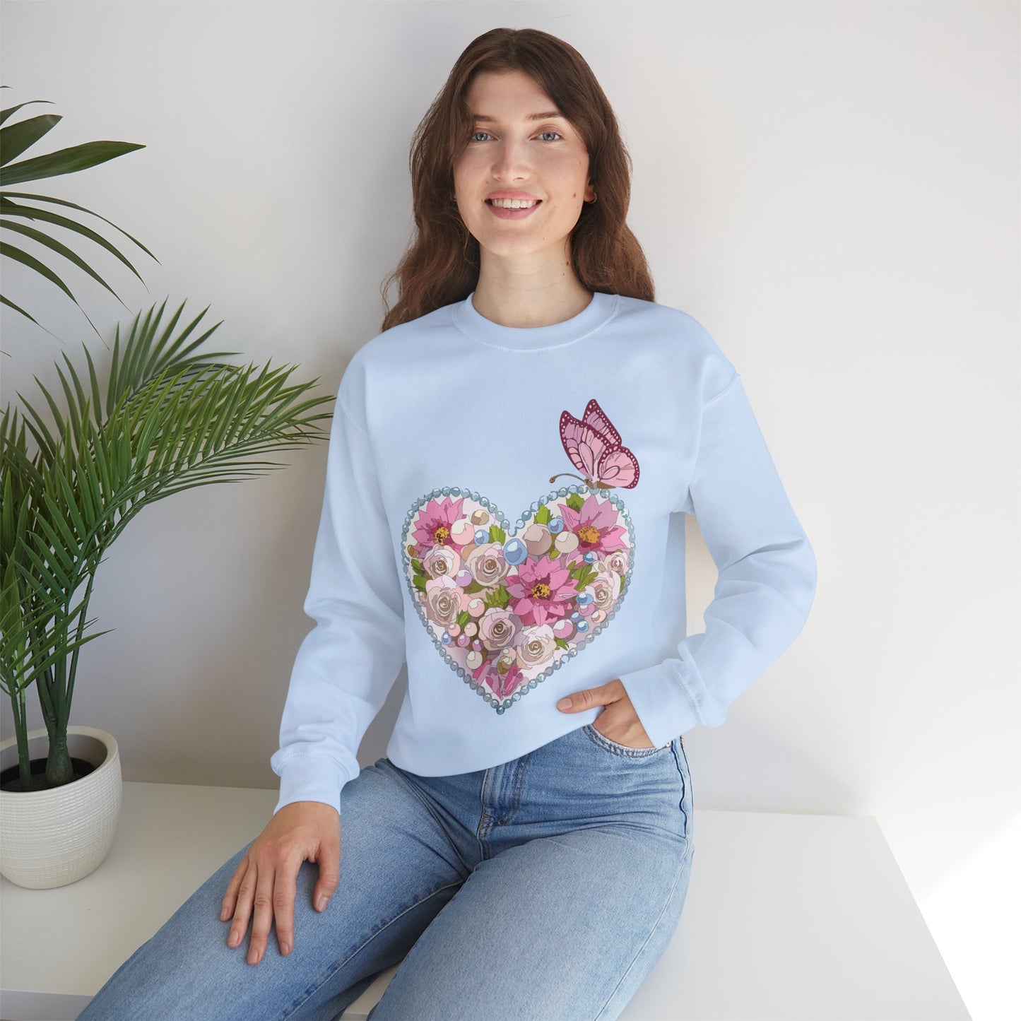 Floral Heart Sweatshirt, Floral Love Sweatshirt, Valentine's Day Sweatshirt, Heart Floral Sweatshirt