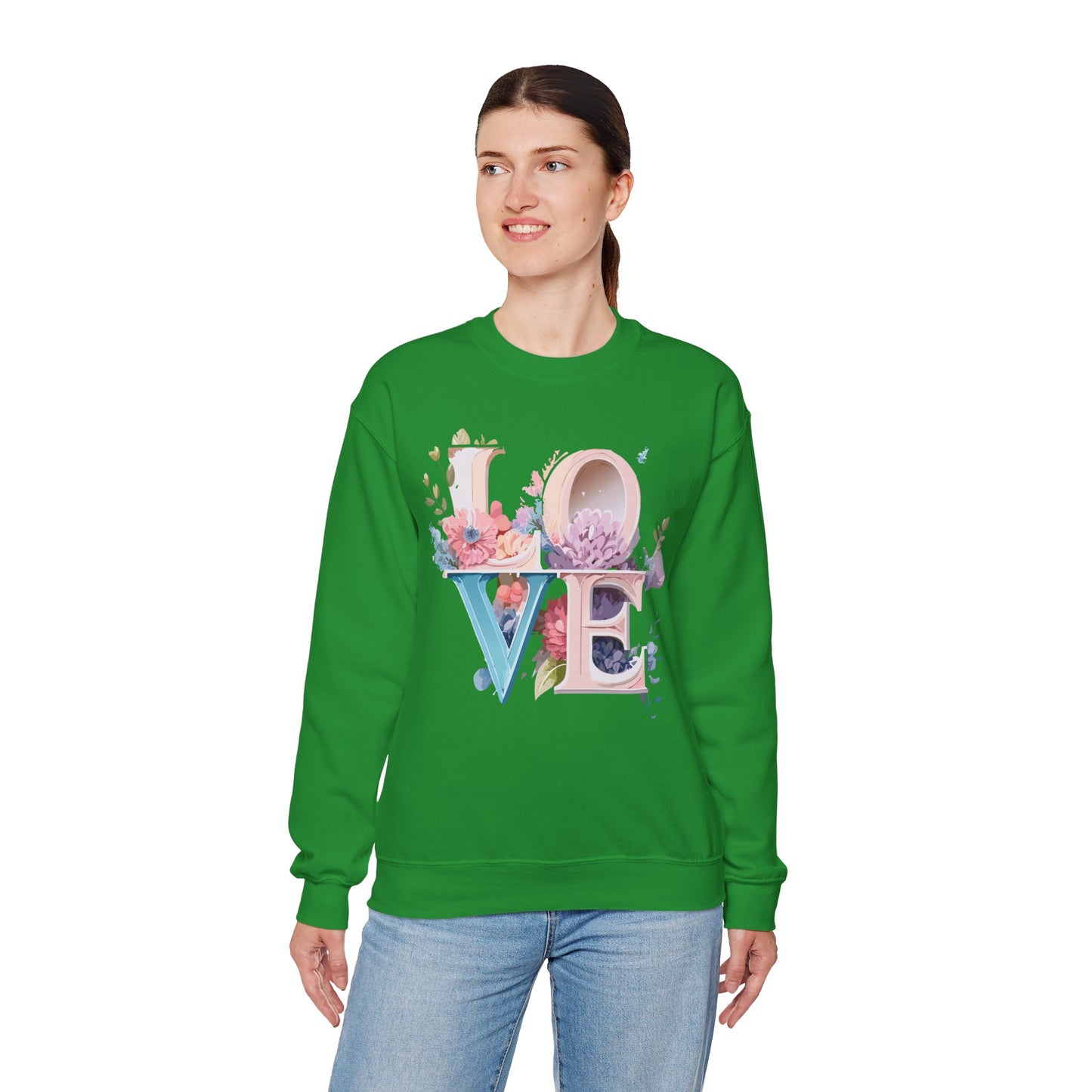 Floral Love Sweatshirt, Valentine's Day Sweatshirt, Love Flower Sweatshirt