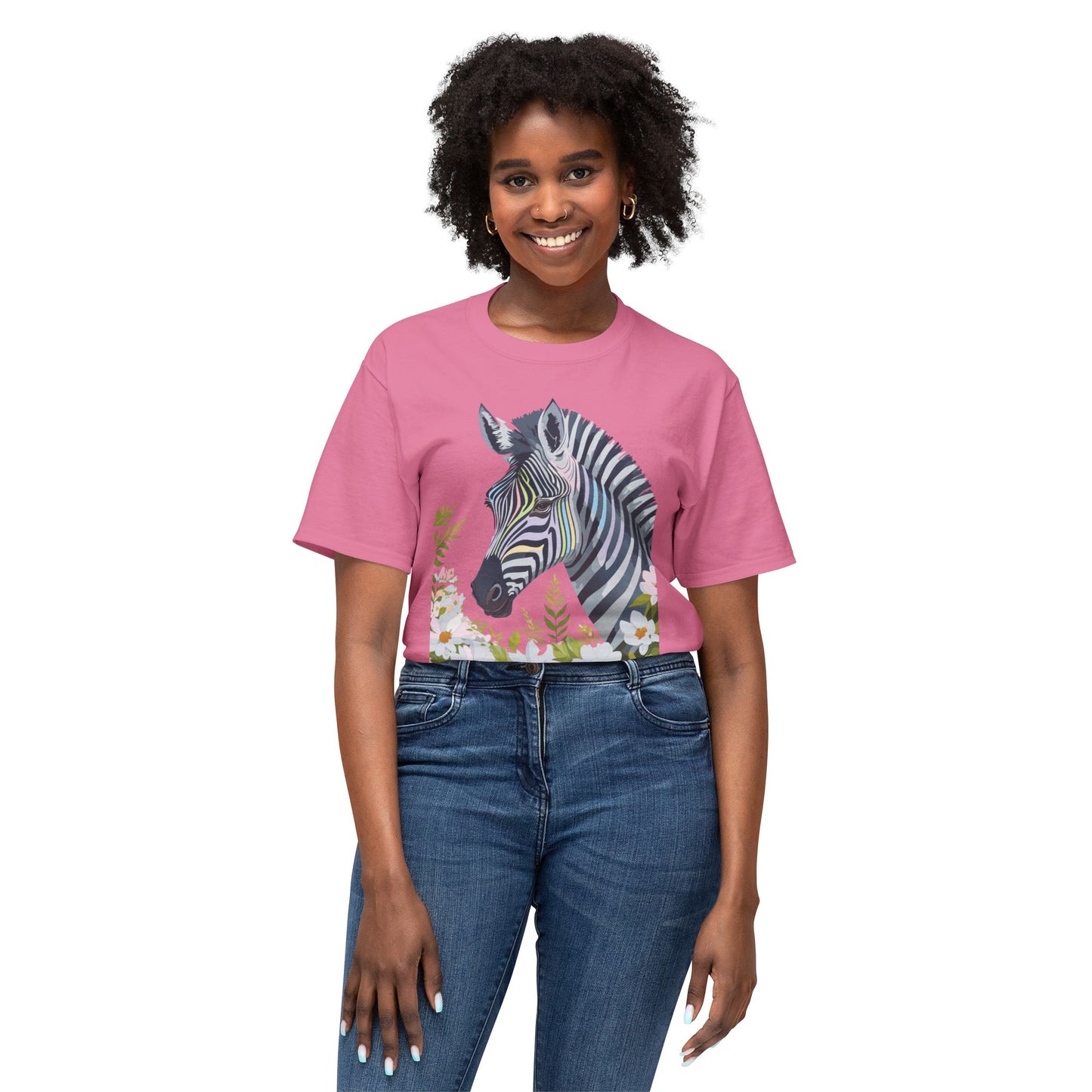 Zebra T-Shirt, Vintage Zebra Tee, Floral Tees, Zebra Art Design Shirt, Tee Shirt with Zebra 7