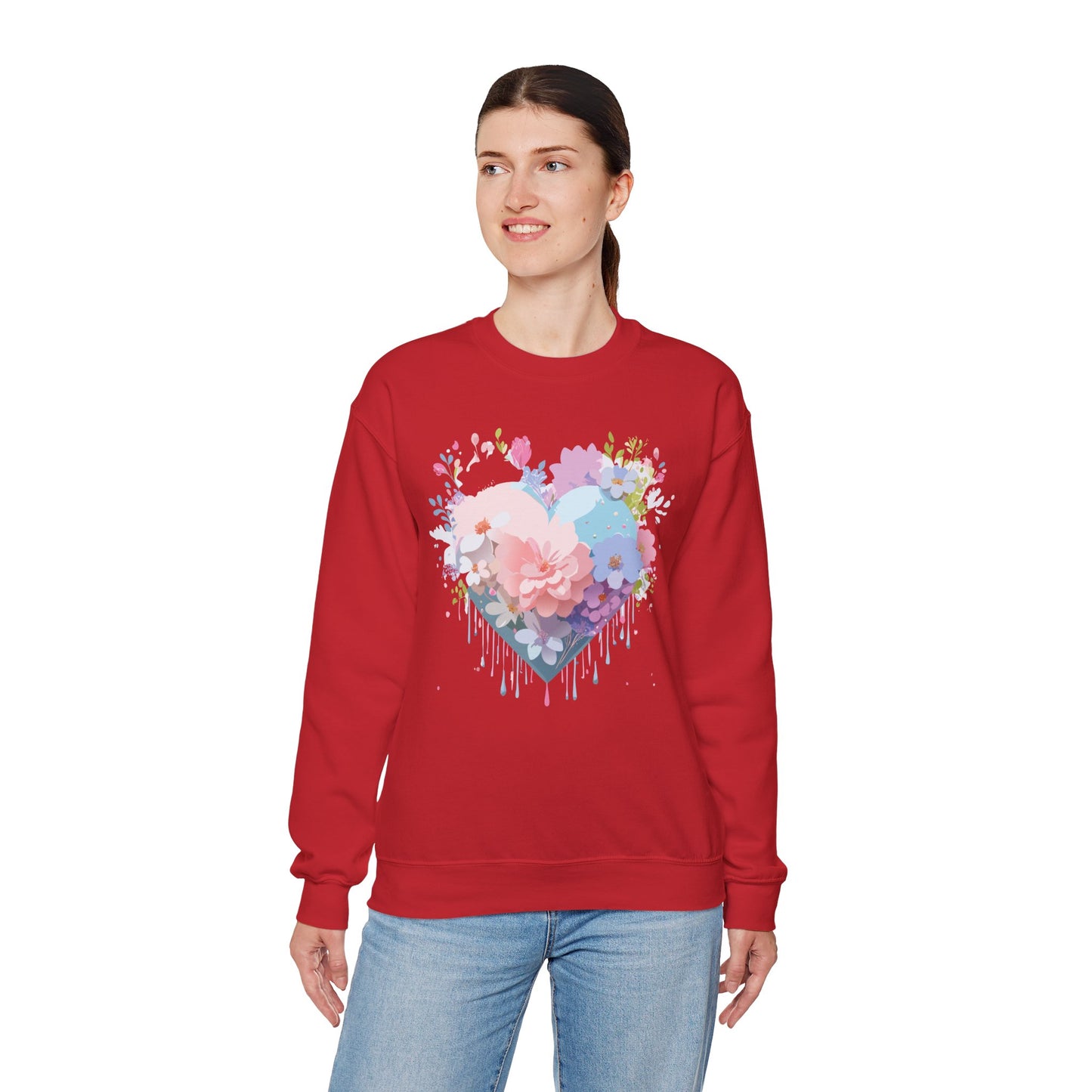 Floral Heart Sweatshirt, Floral Love Sweatshirt, Valentine's Day Sweatshirt, Heart Floral Sweatshirt